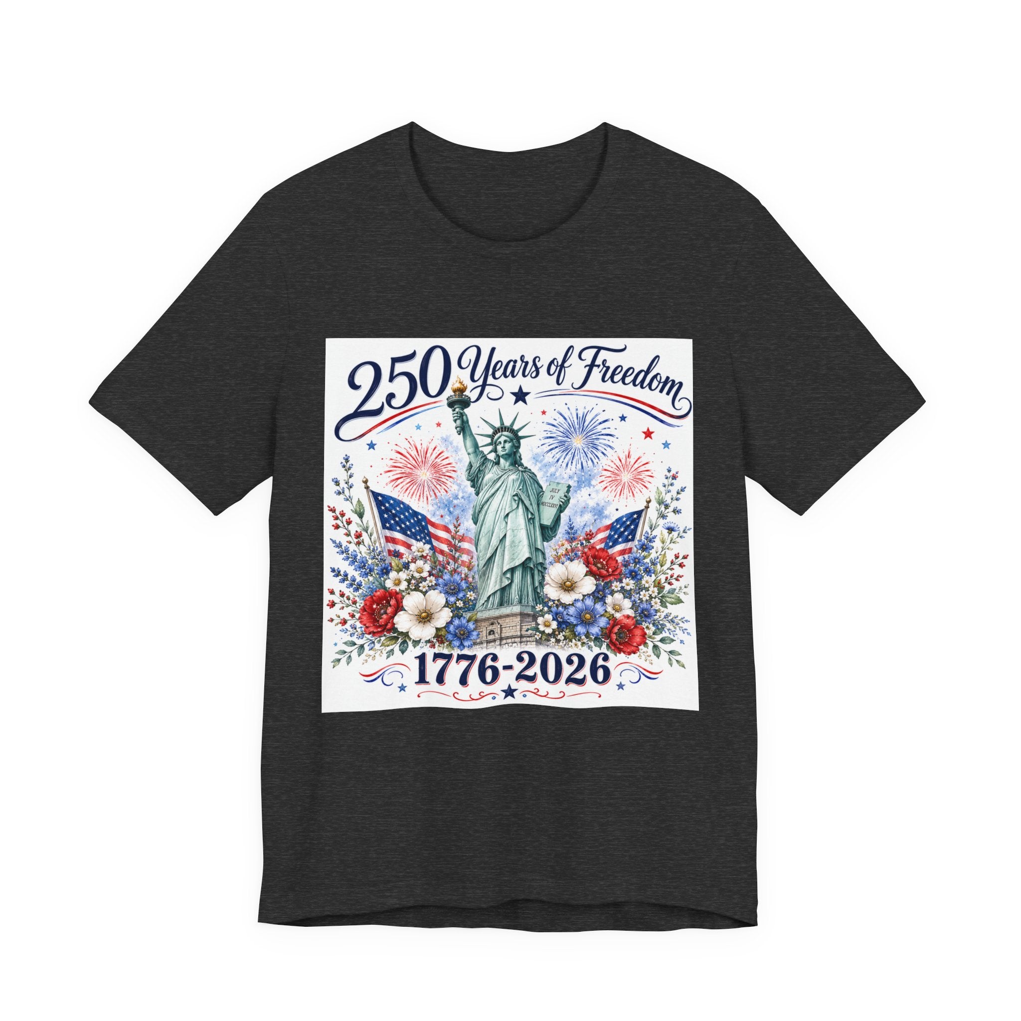 250 Years of Freedom – Lady Liberty Floral Patriotic T-Shirt