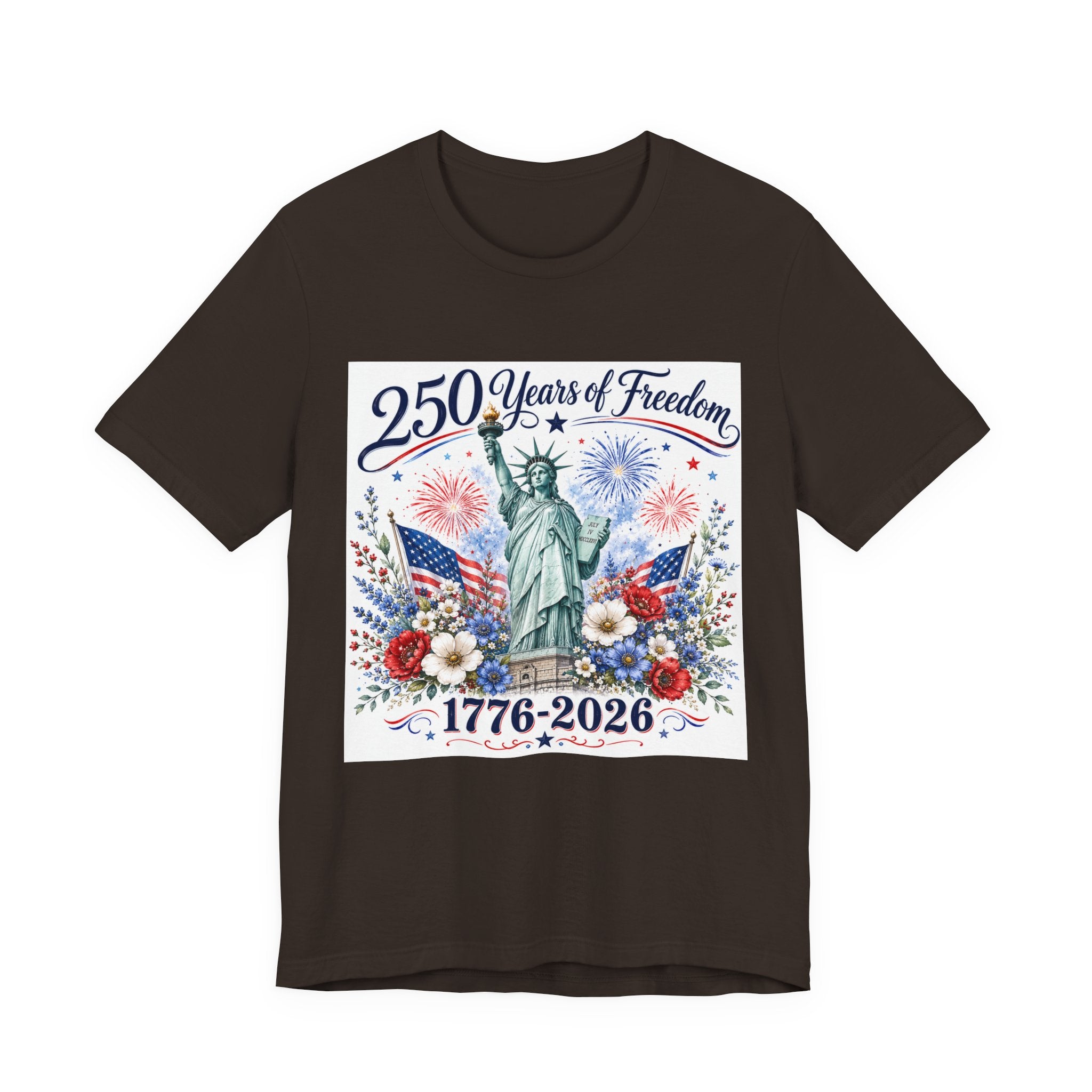 250 Years of Freedom – Lady Liberty Floral Patriotic T-Shirt