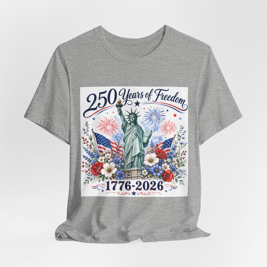 250 Years of Freedom – Lady Liberty Floral Patriotic T-Shirt