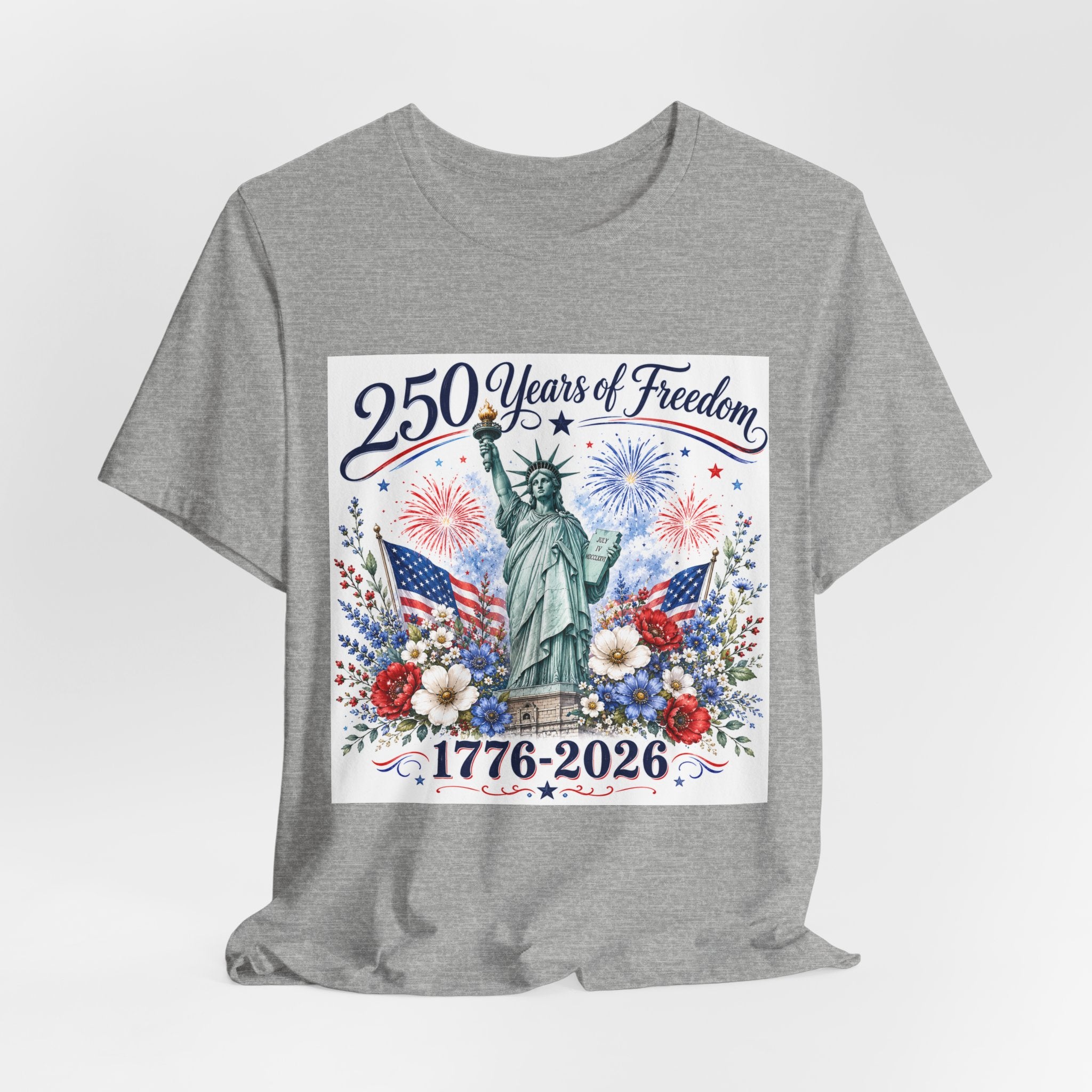 250 Years of Freedom – Lady Liberty Floral Patriotic T-Shirt