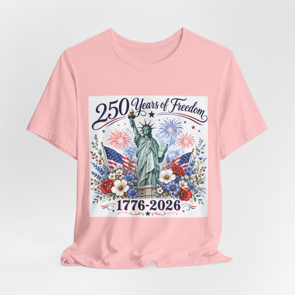 250 Years of Freedom – Lady Liberty Floral Patriotic T-Shirt