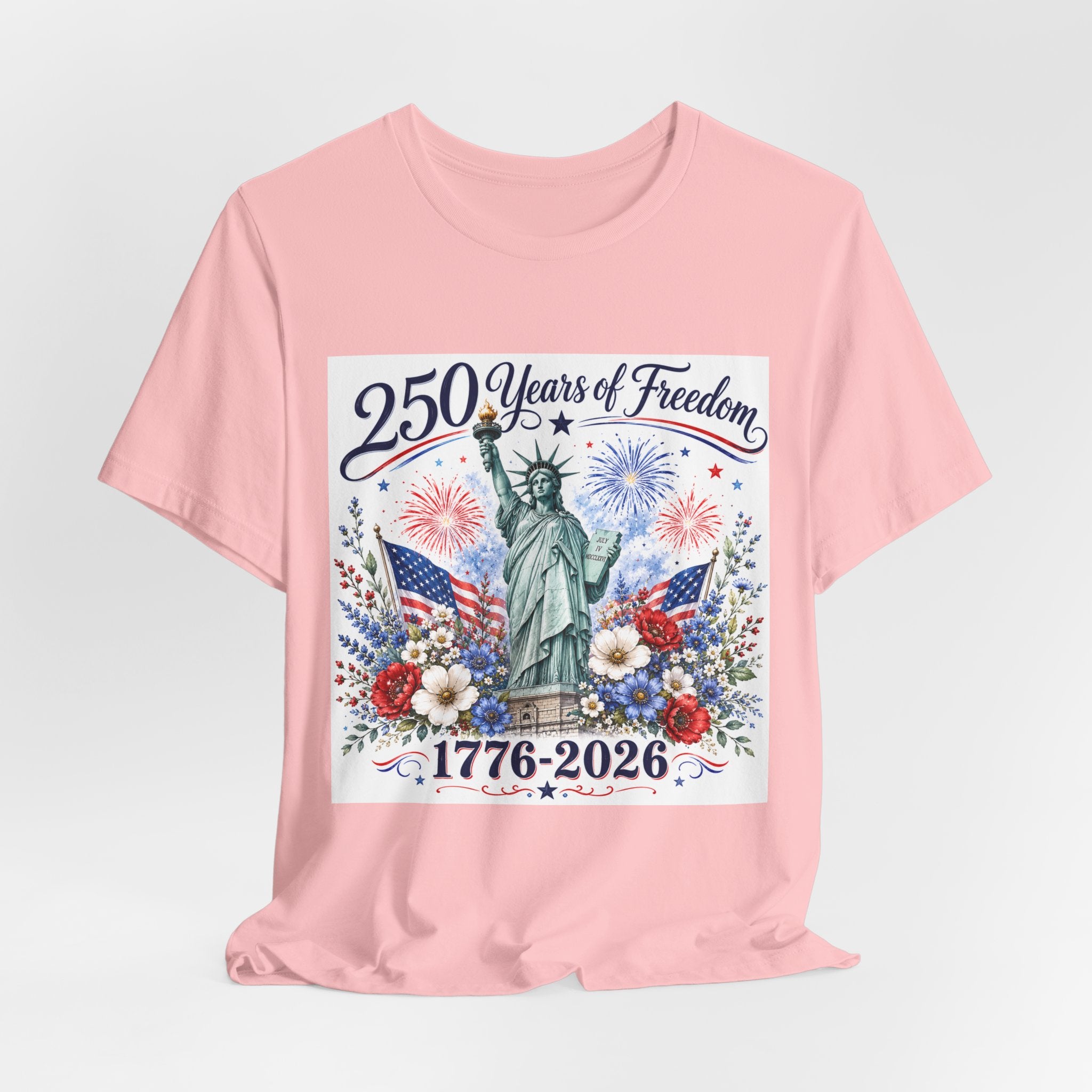 250 Years of Freedom – Lady Liberty Floral Patriotic T-Shirt