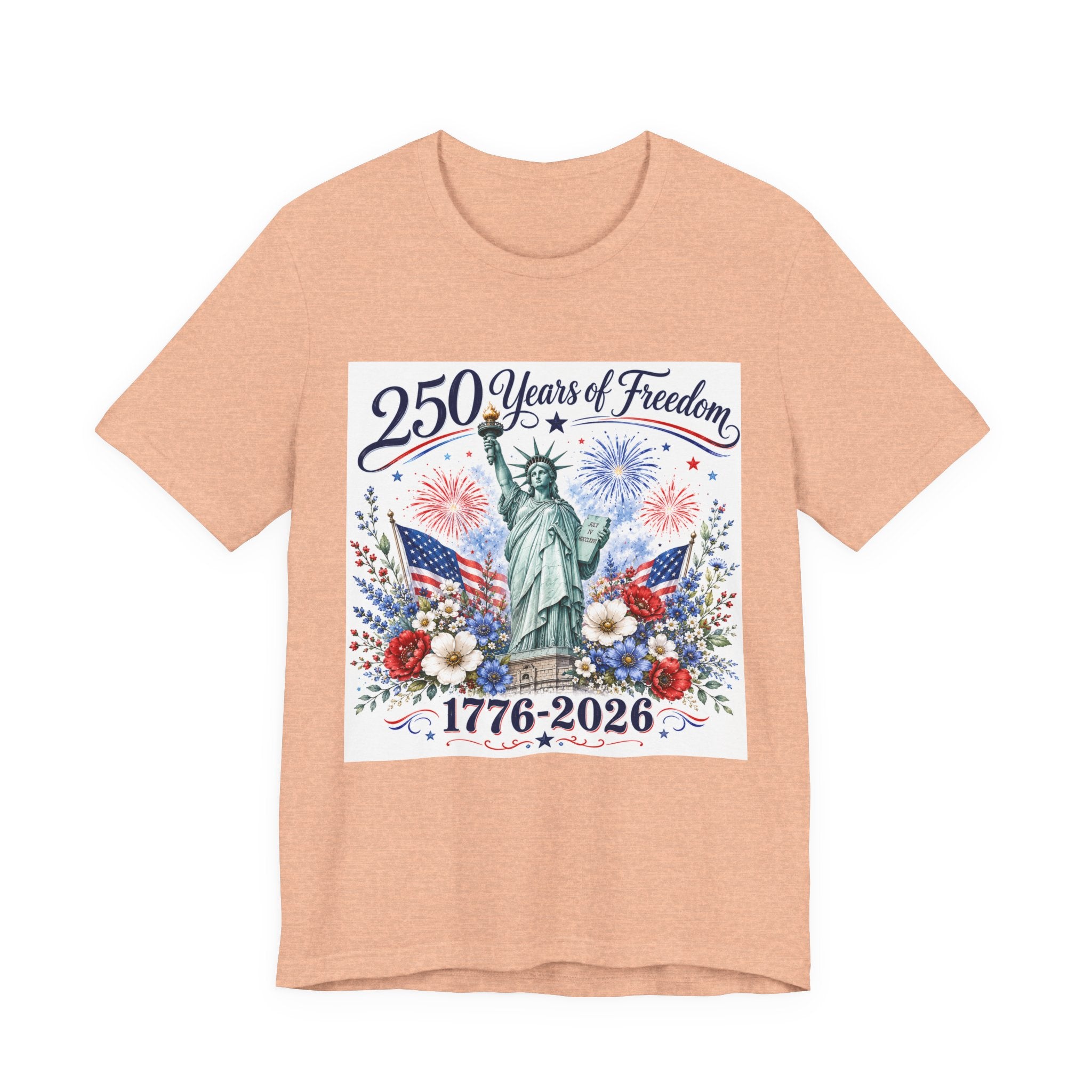250 Years of Freedom – Lady Liberty Floral Patriotic T-Shirt