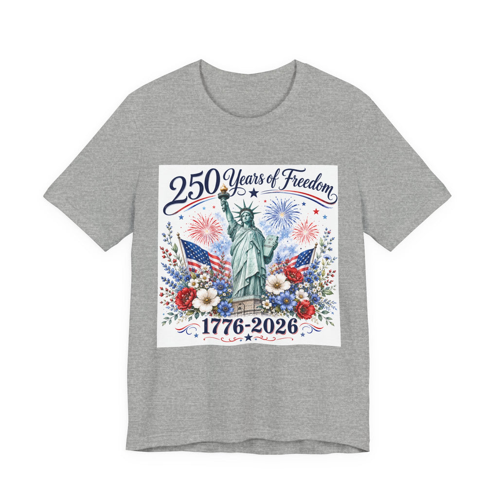 250 Years of Freedom – Lady Liberty Floral Patriotic T-Shirt