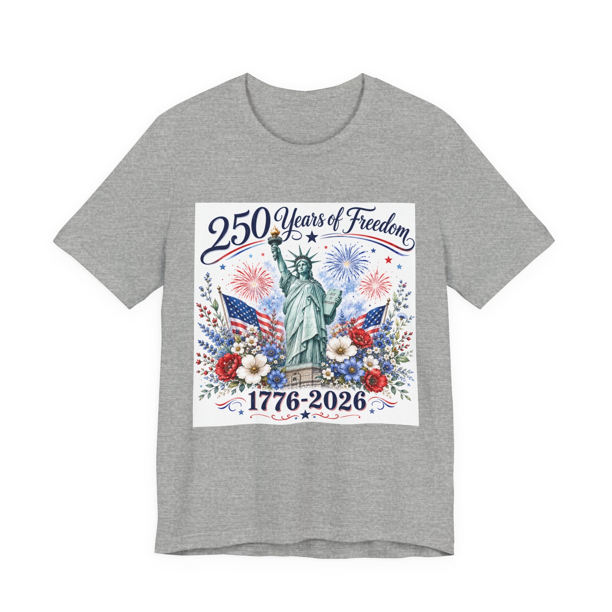 250 Years of Freedom – Lady Liberty Floral Patriotic T-Shirt