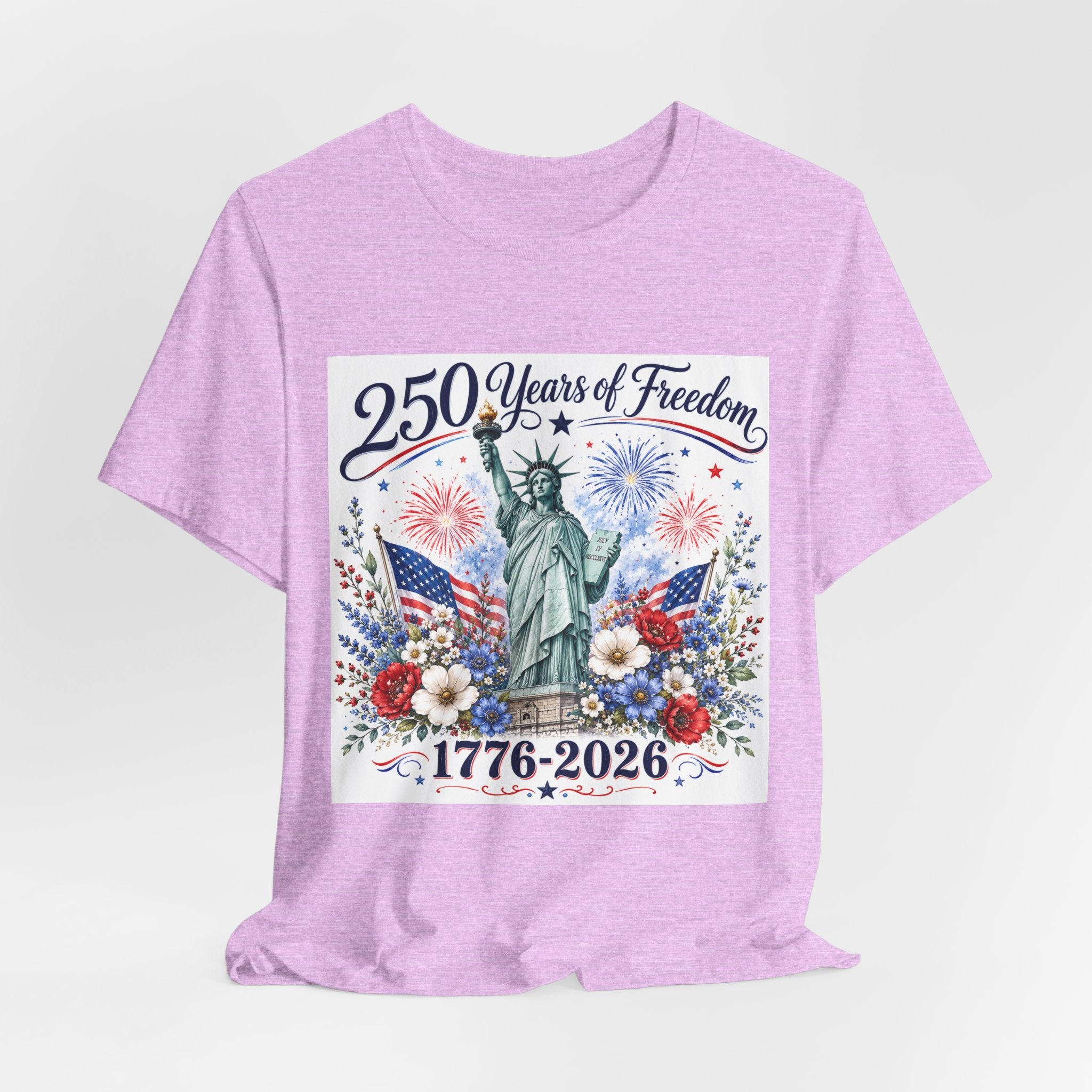 250 Years of Freedom – Lady Liberty Floral Patriotic T-Shirt