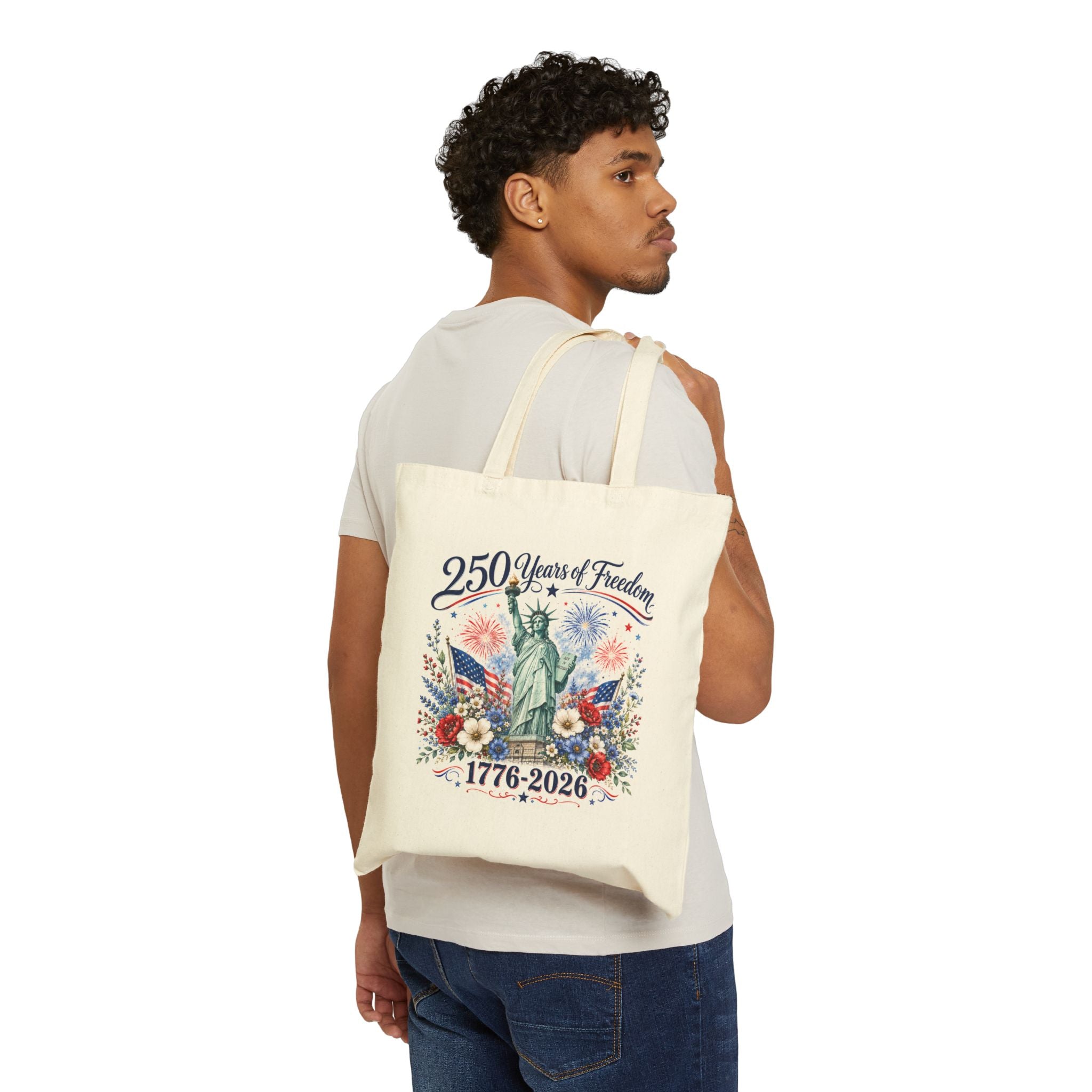 Tote Bag — 250 Years of Freedom 1776–2026 - Patriotic Statue of Liberty Canvas Tote