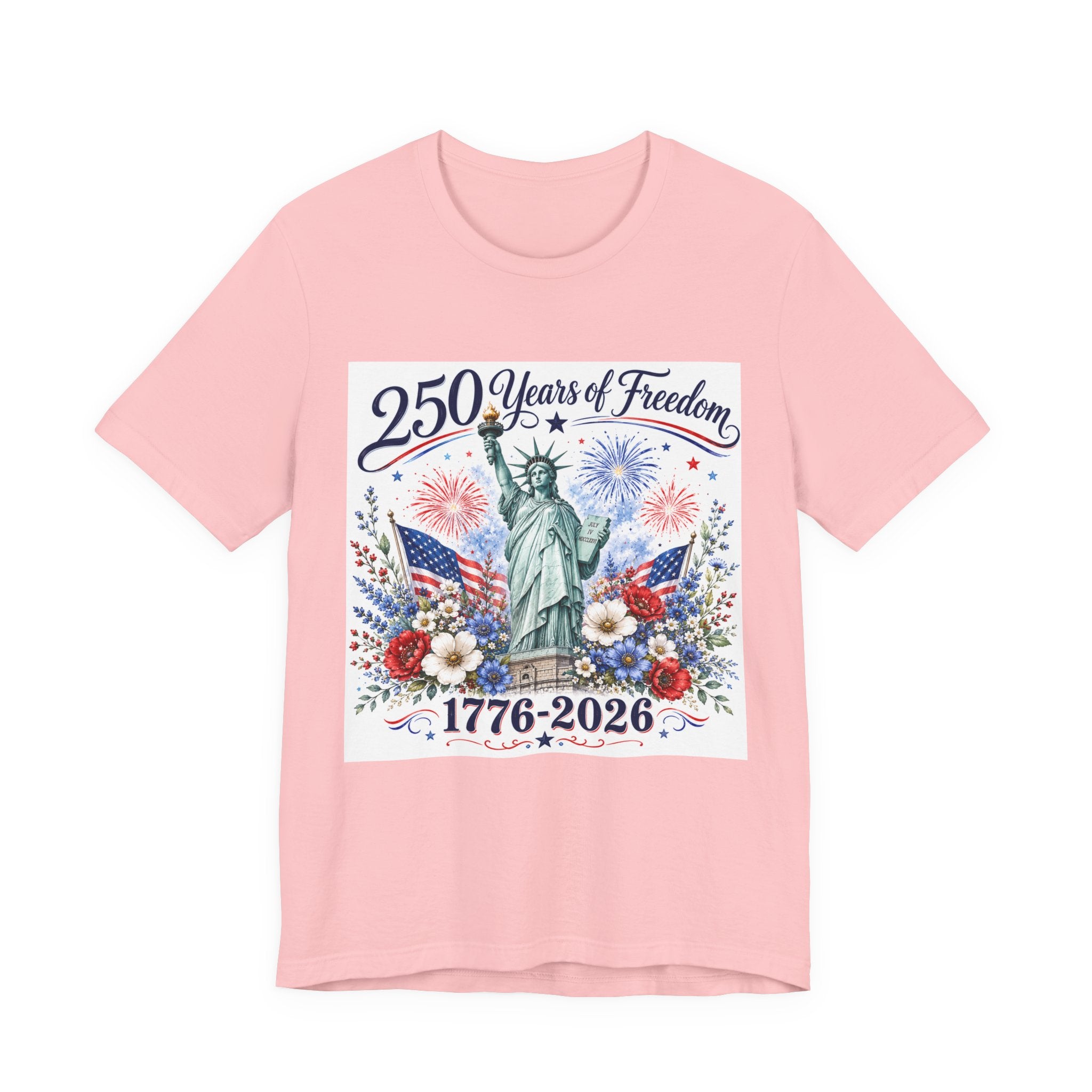 250 Years of Freedom – Lady Liberty Floral Patriotic T-Shirt
