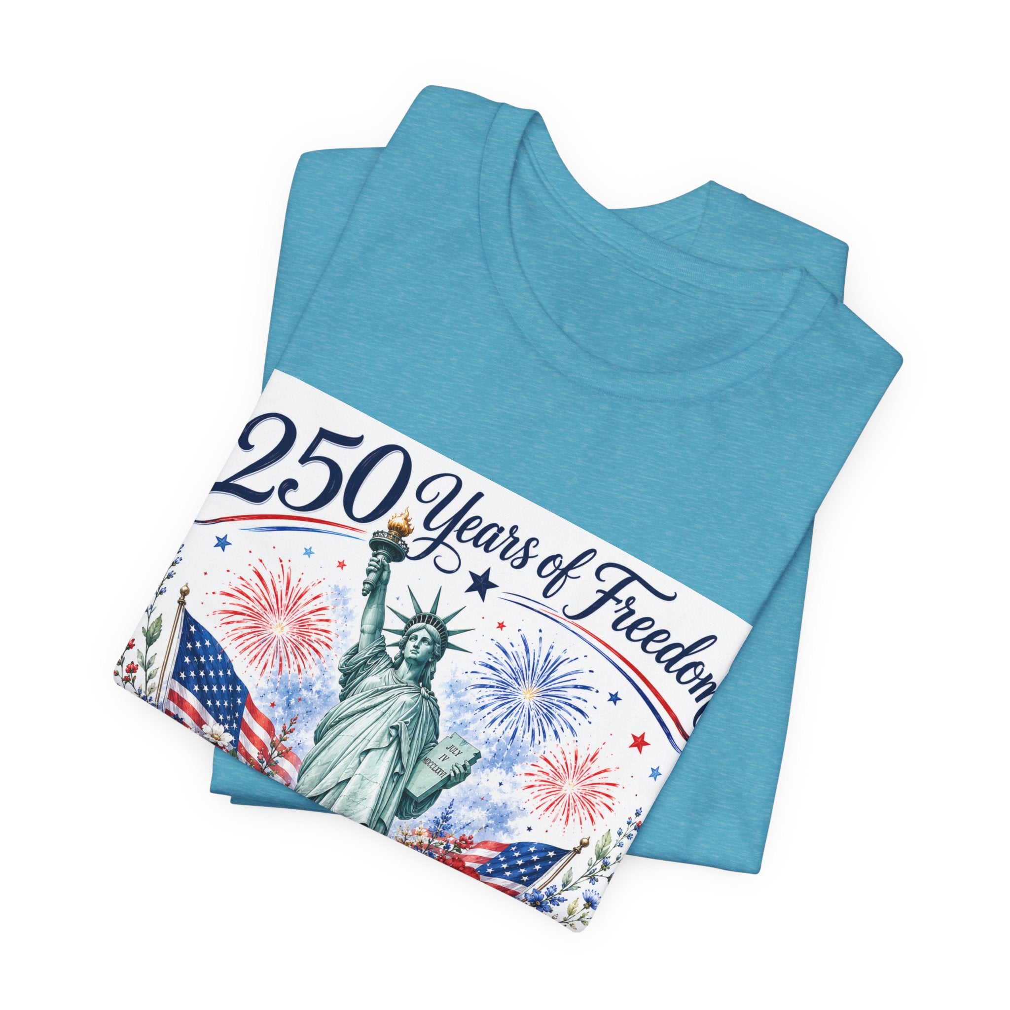250 Years of Freedom – Lady Liberty Floral Patriotic T-Shirt