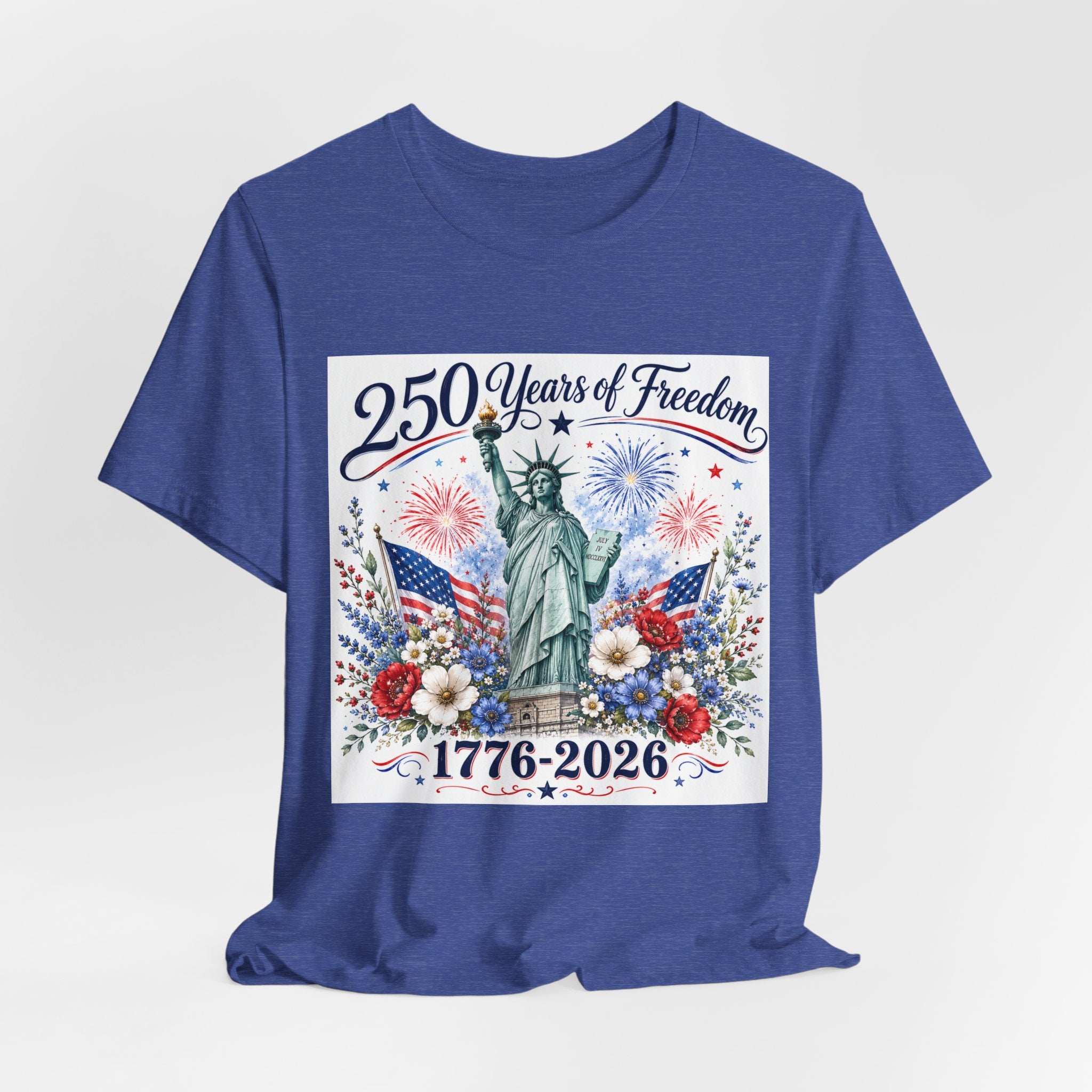 250 Years of Freedom – Lady Liberty Floral Patriotic T-Shirt