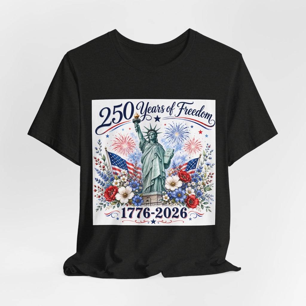 250 Years of Freedom – Lady Liberty Floral Patriotic T-Shirt