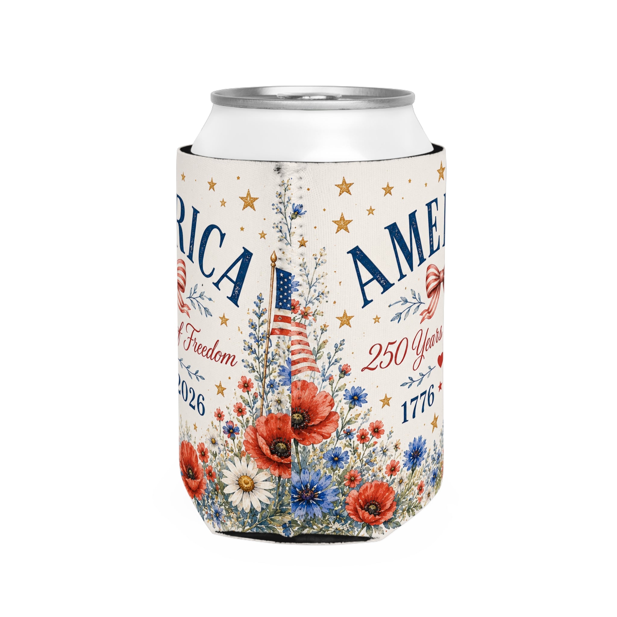 America 250 Can Cooler Sleeve — 1776–2026 Patriotic 250 Years of Freedom