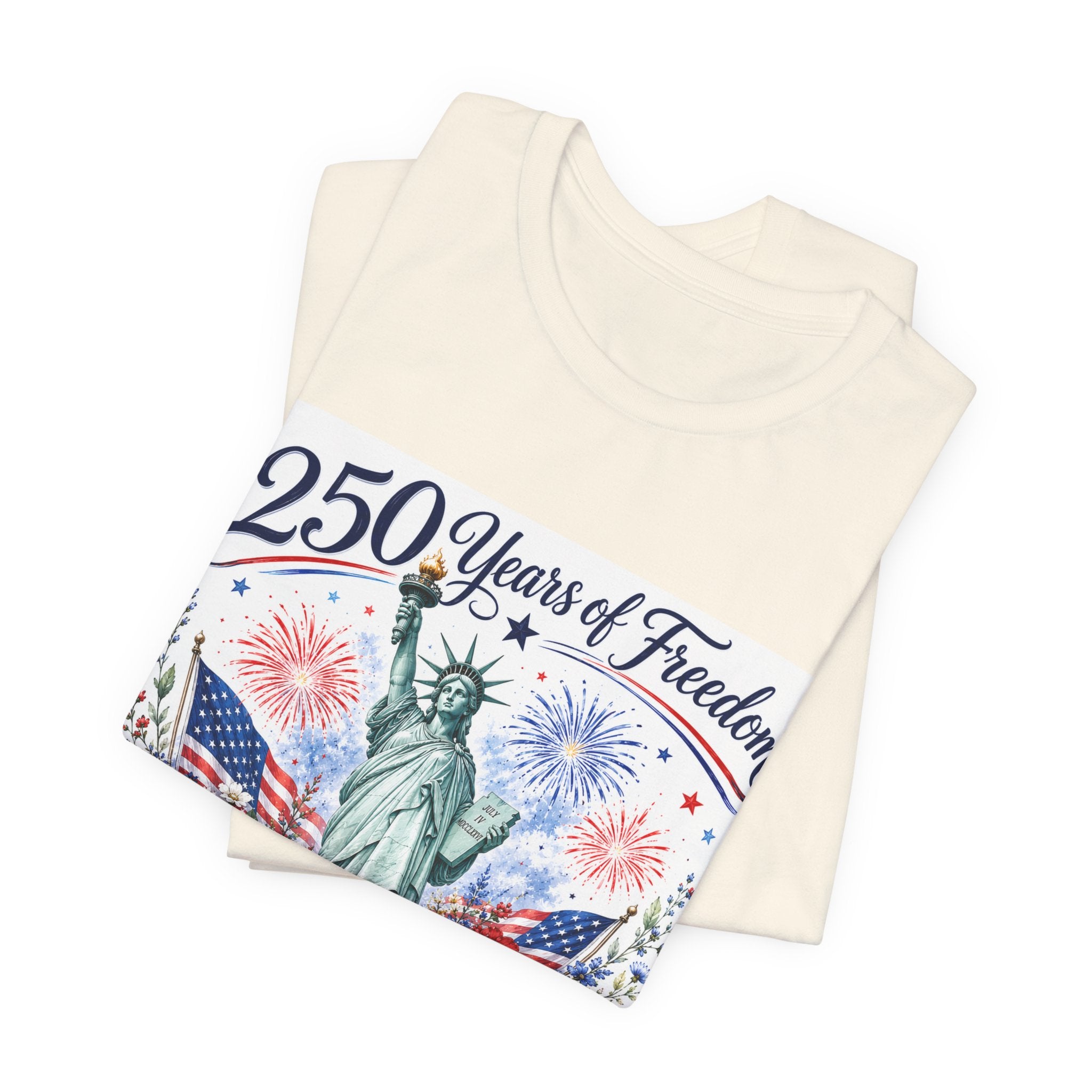 250 Years of Freedom – Lady Liberty Floral Patriotic T-Shirt