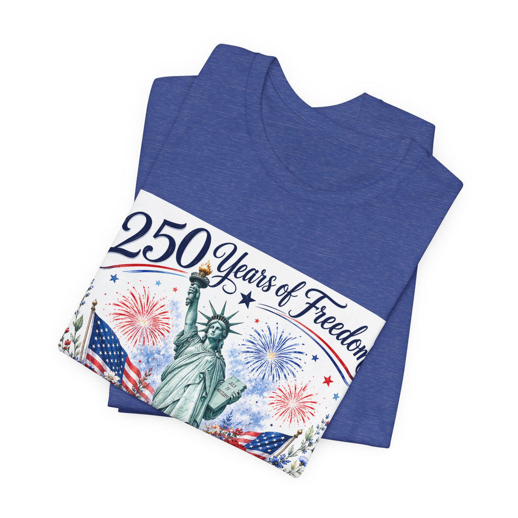 250 Years of Freedom – Lady Liberty Floral Patriotic T-Shirt