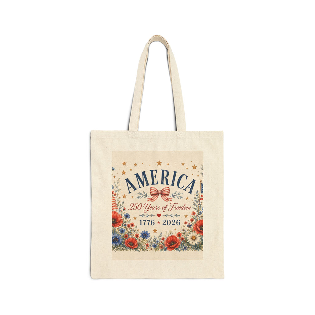 America 250 | Patriotic Floral Canvas Tote — 1776-2026 Anniversary Gift