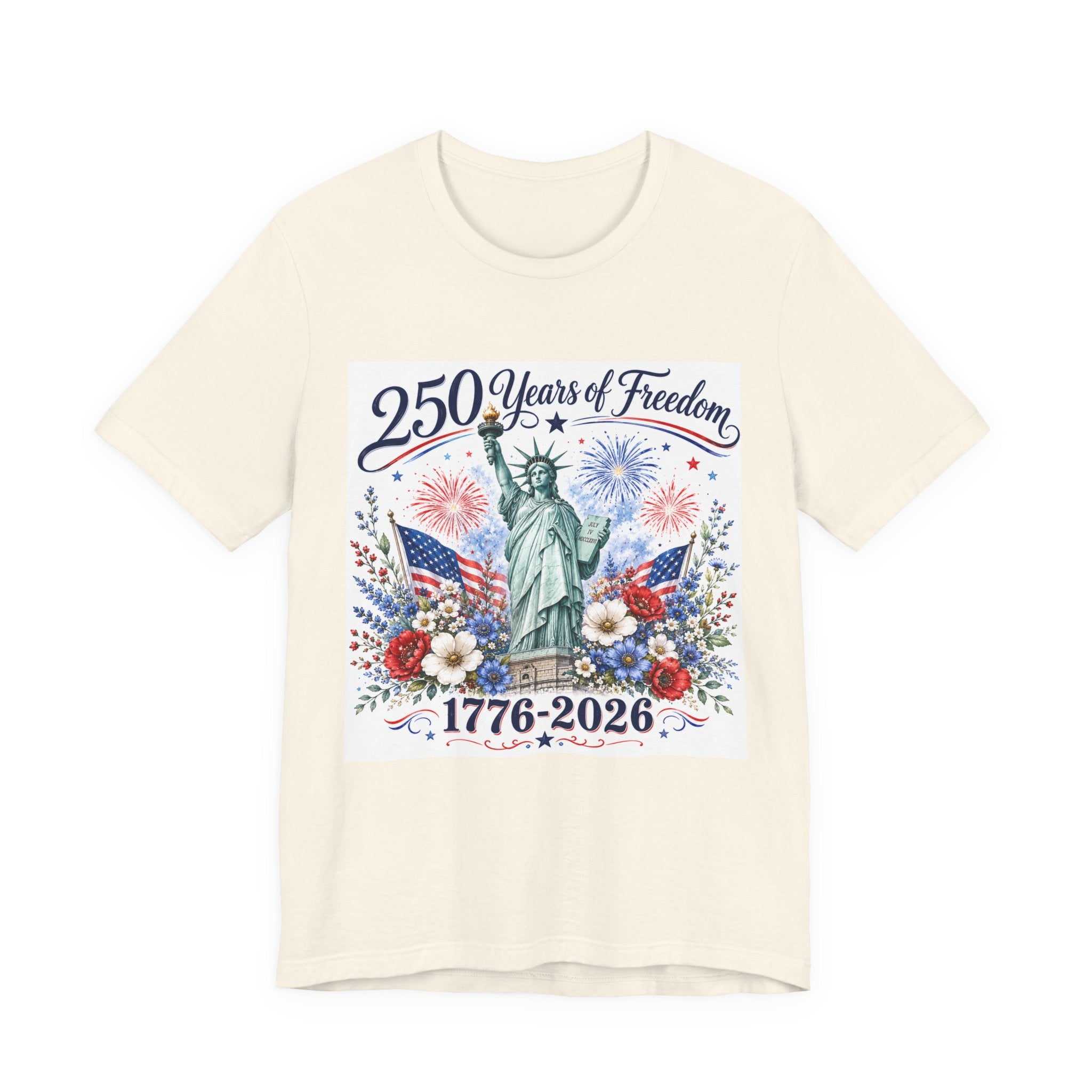 250 Years of Freedom – Lady Liberty Floral Patriotic T-Shirt