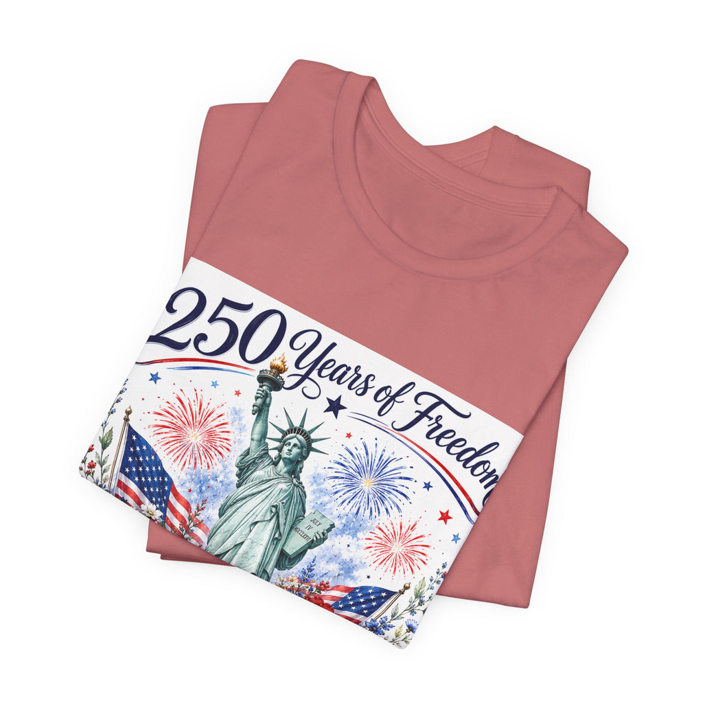 250 Years of Freedom – Lady Liberty Floral Patriotic T-Shirt