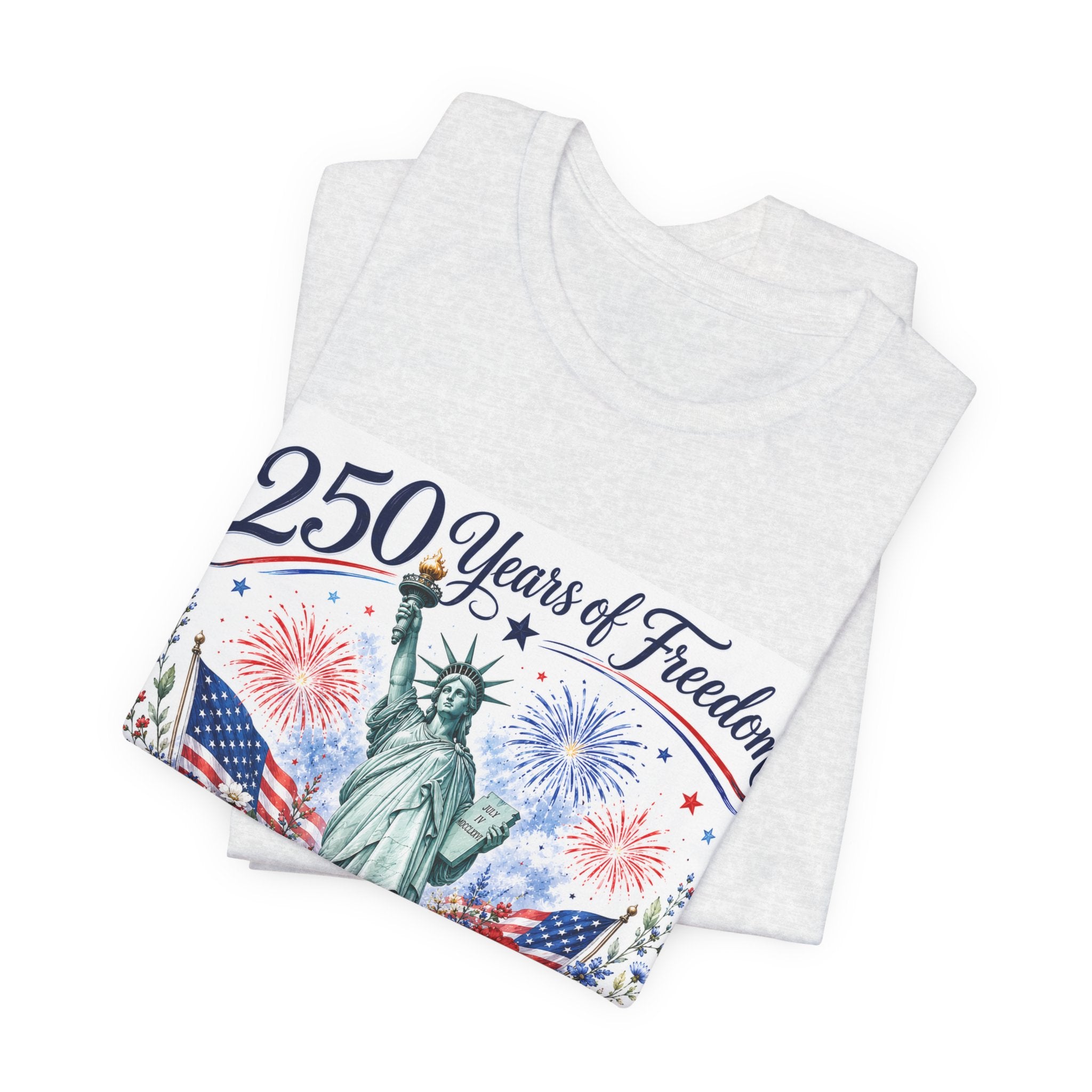 250 Years of Freedom – Lady Liberty Floral Patriotic T-Shirt