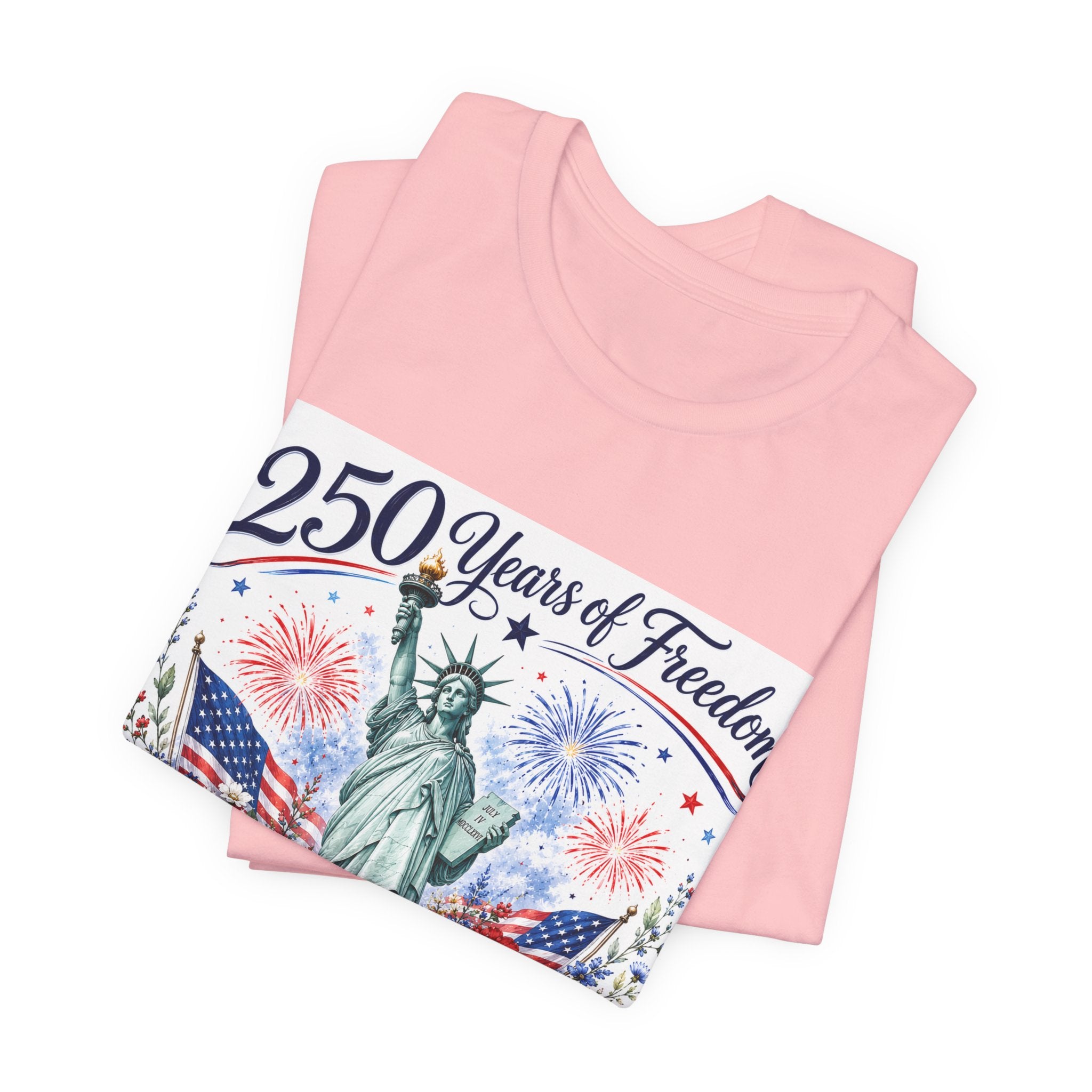 250 Years of Freedom – Lady Liberty Floral Patriotic T-Shirt