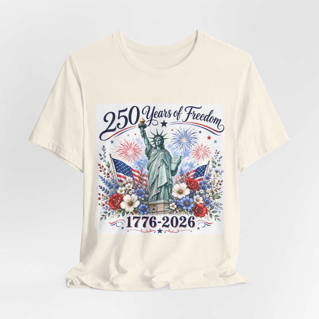 250 Years of Freedom – Lady Liberty Floral Patriotic T-Shirt