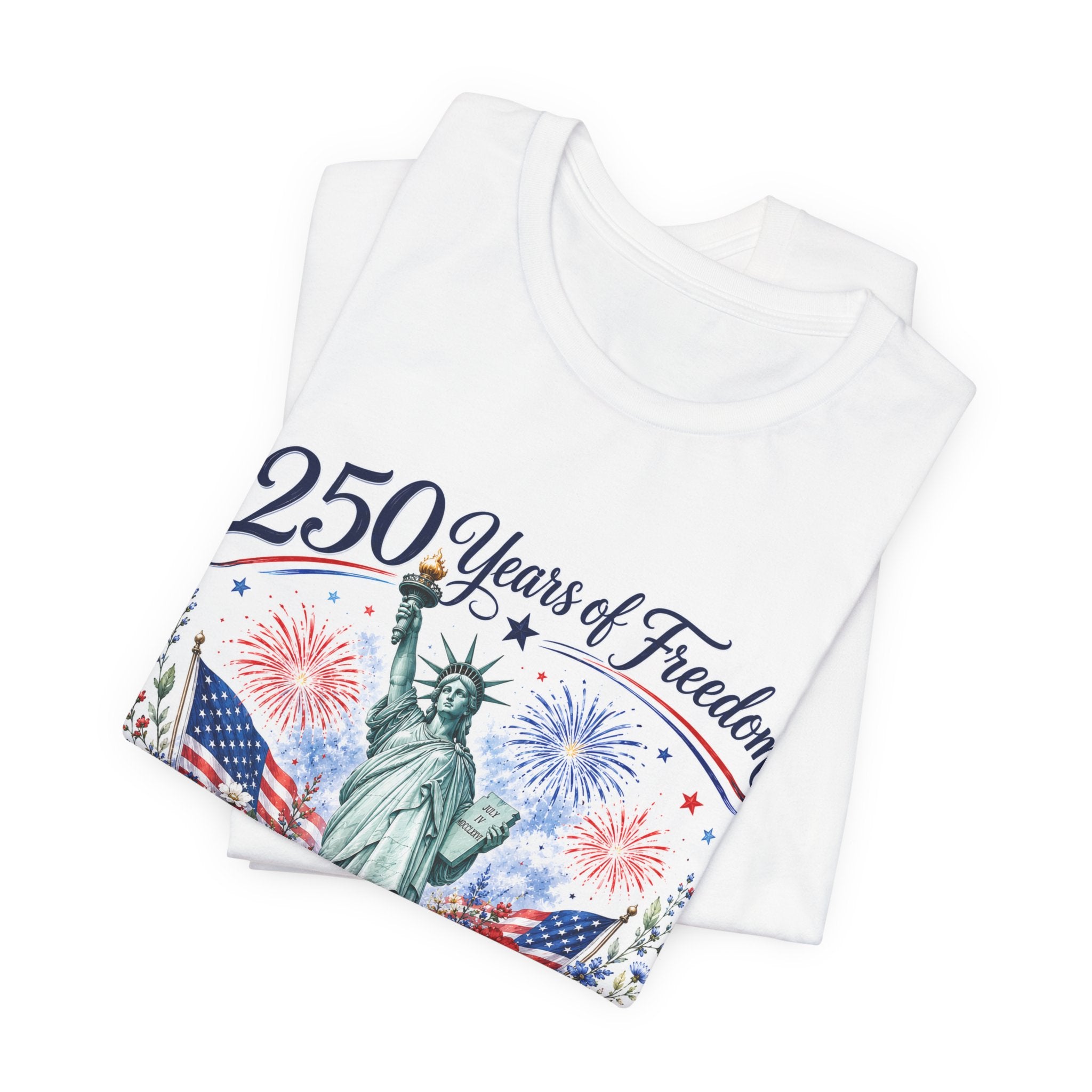 250 Years of Freedom – Lady Liberty Floral Patriotic T-Shirt