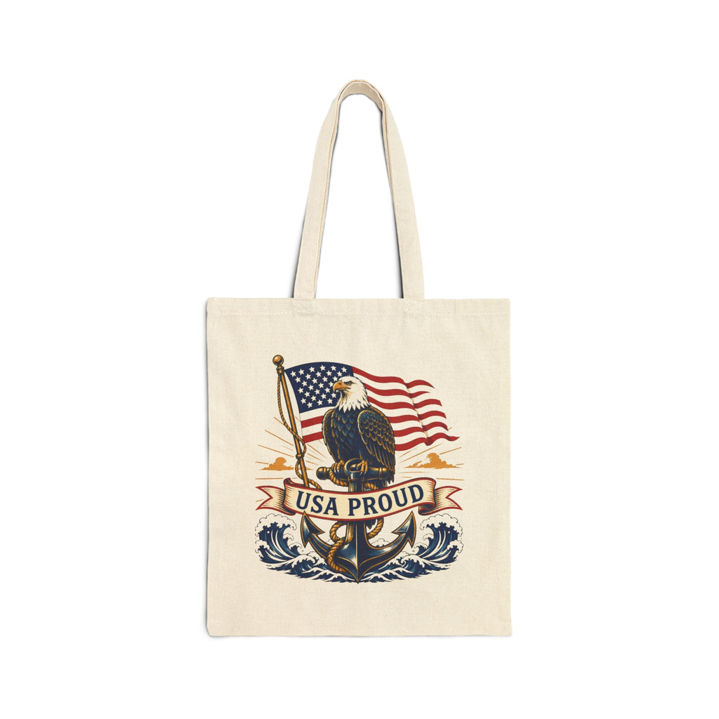 USA Proud Canvas Tote Bag — Patriotic Eagle Flag Reusable Shopper