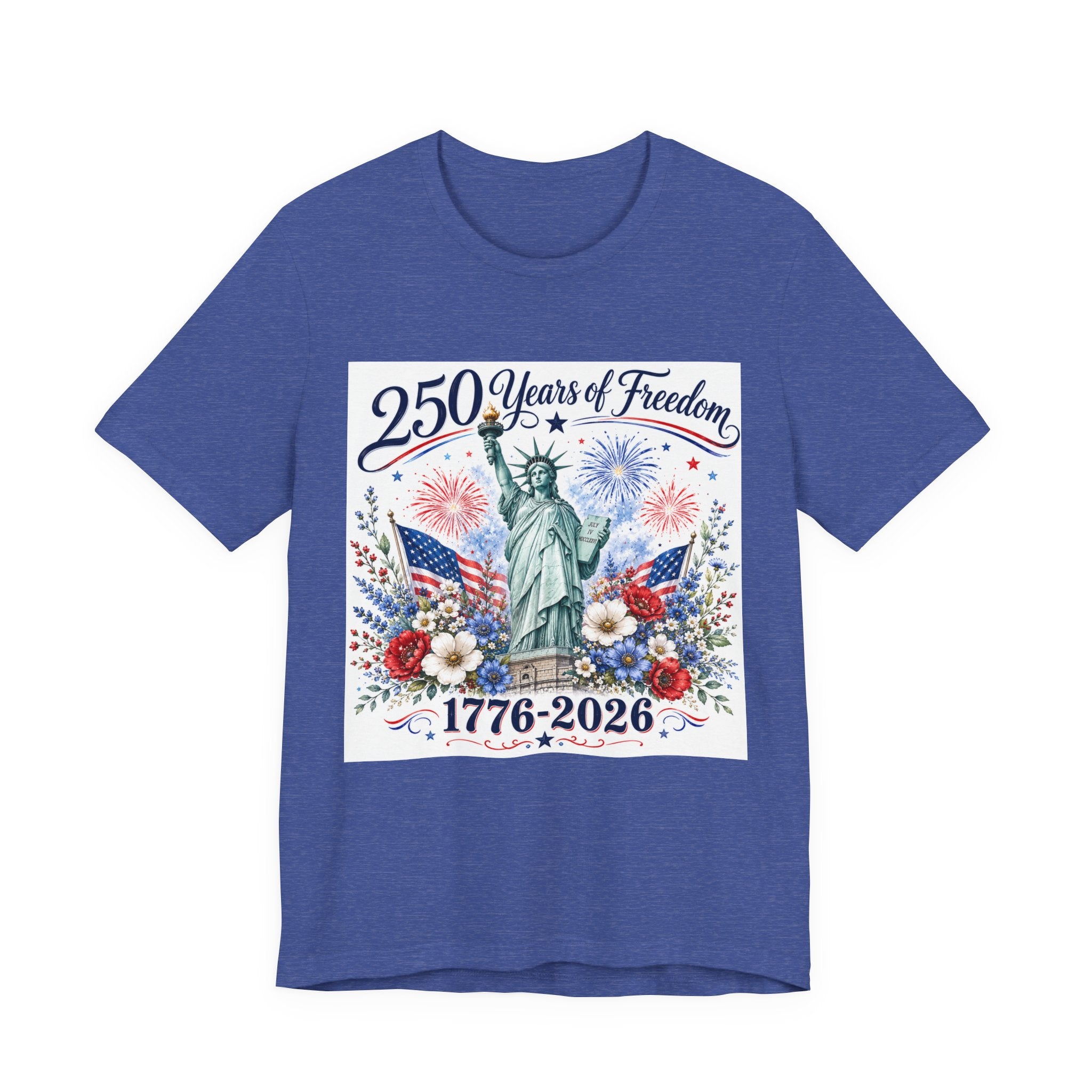 250 Years of Freedom – Lady Liberty Floral Patriotic T-Shirt