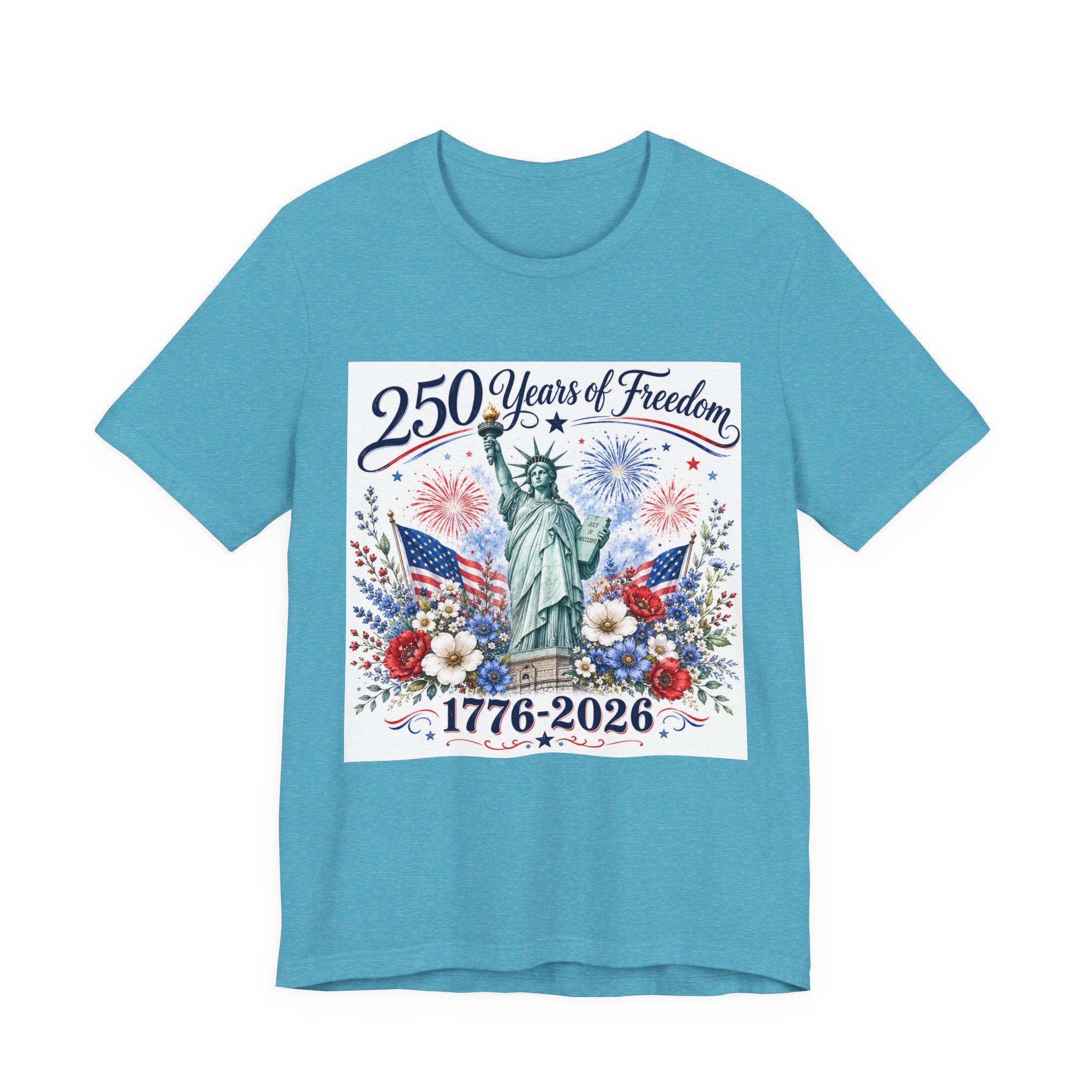 250 Years of Freedom – Lady Liberty Floral Patriotic T-Shirt
