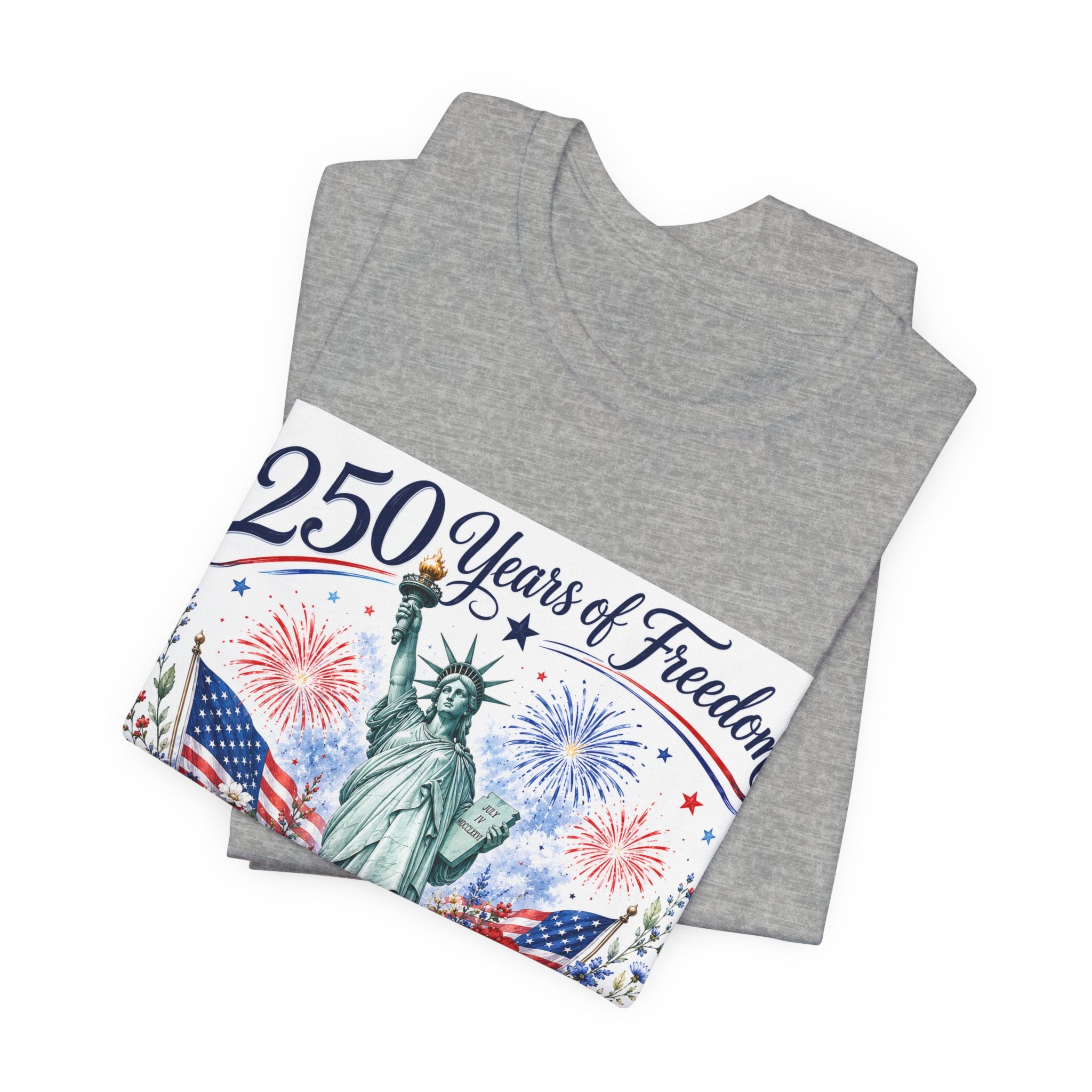 250 Years of Freedom – Lady Liberty Floral Patriotic T-Shirt