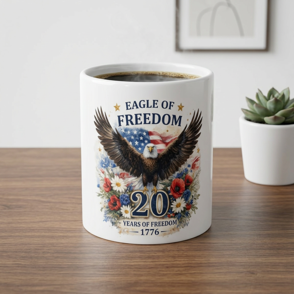 Eagle of Freedom 250th Anniversary Mug — Patriotic 1776–2026 American Flag Coffee Cup