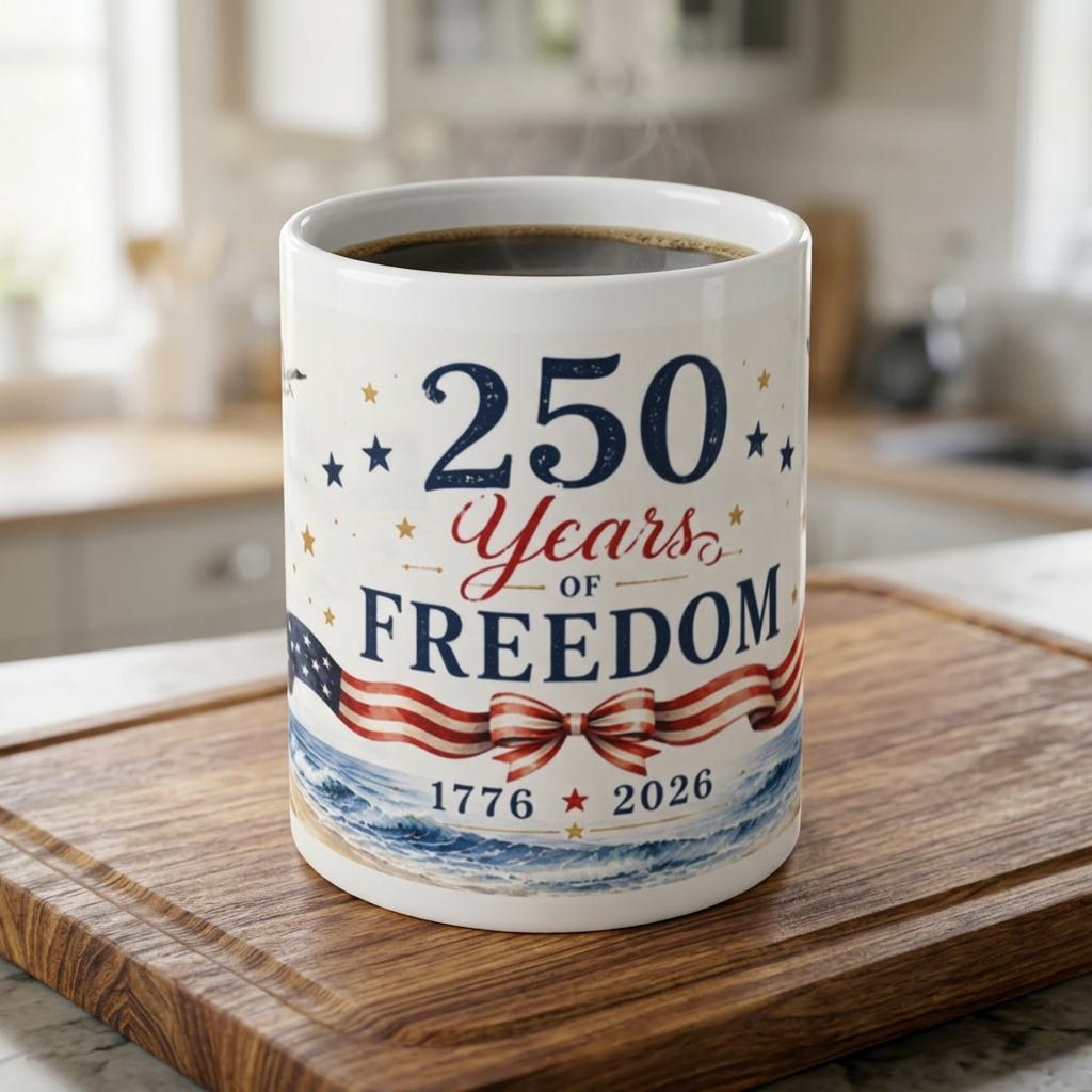 250 Years of Freedom Mug — 1776–2026 Patriotic Coffee Cup