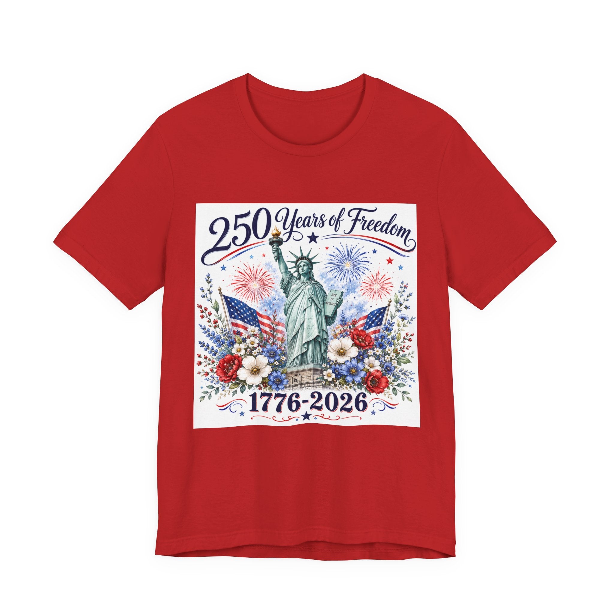 250 Years of Freedom – Lady Liberty Floral Patriotic T-Shirt