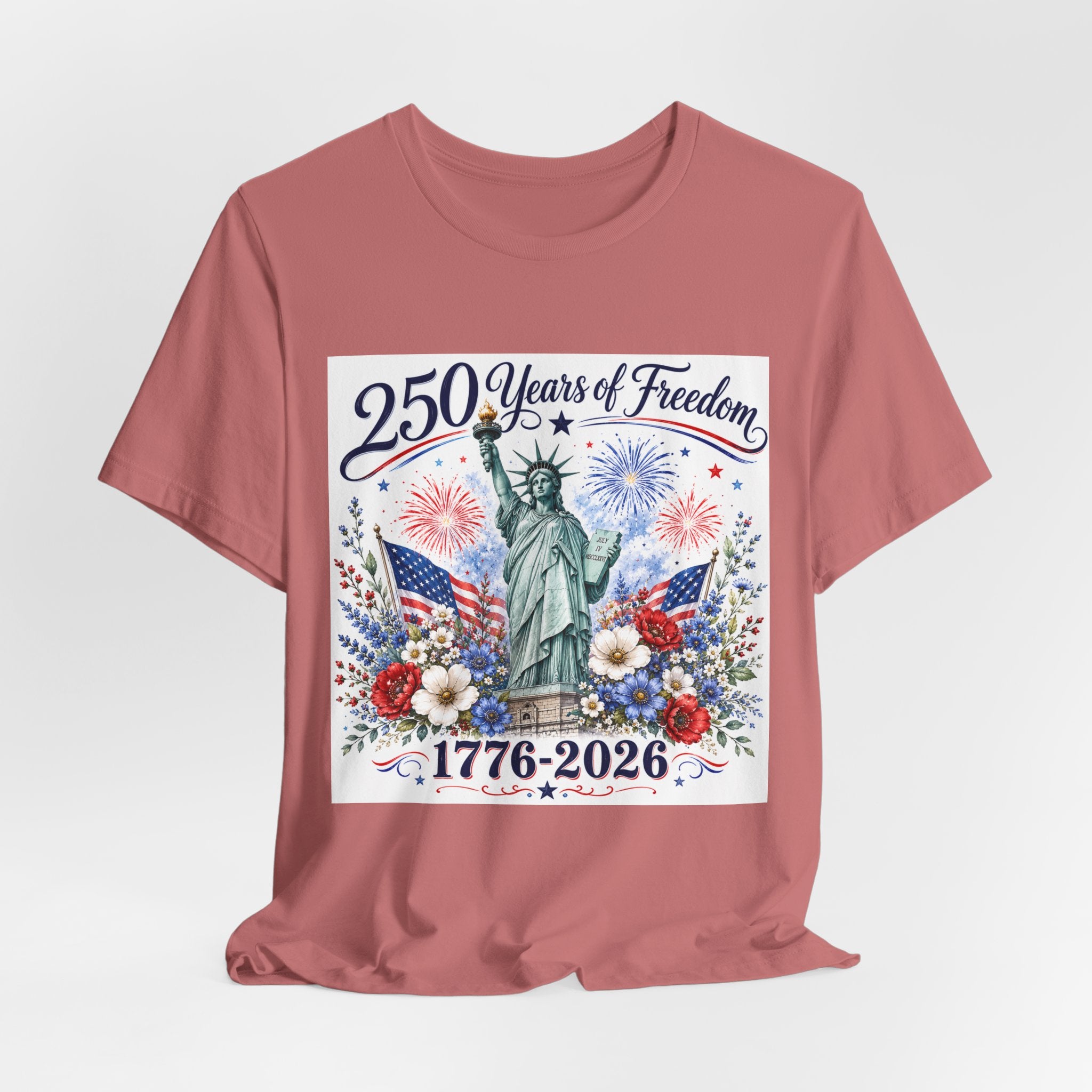 250 Years of Freedom – Lady Liberty Floral Patriotic T-Shirt