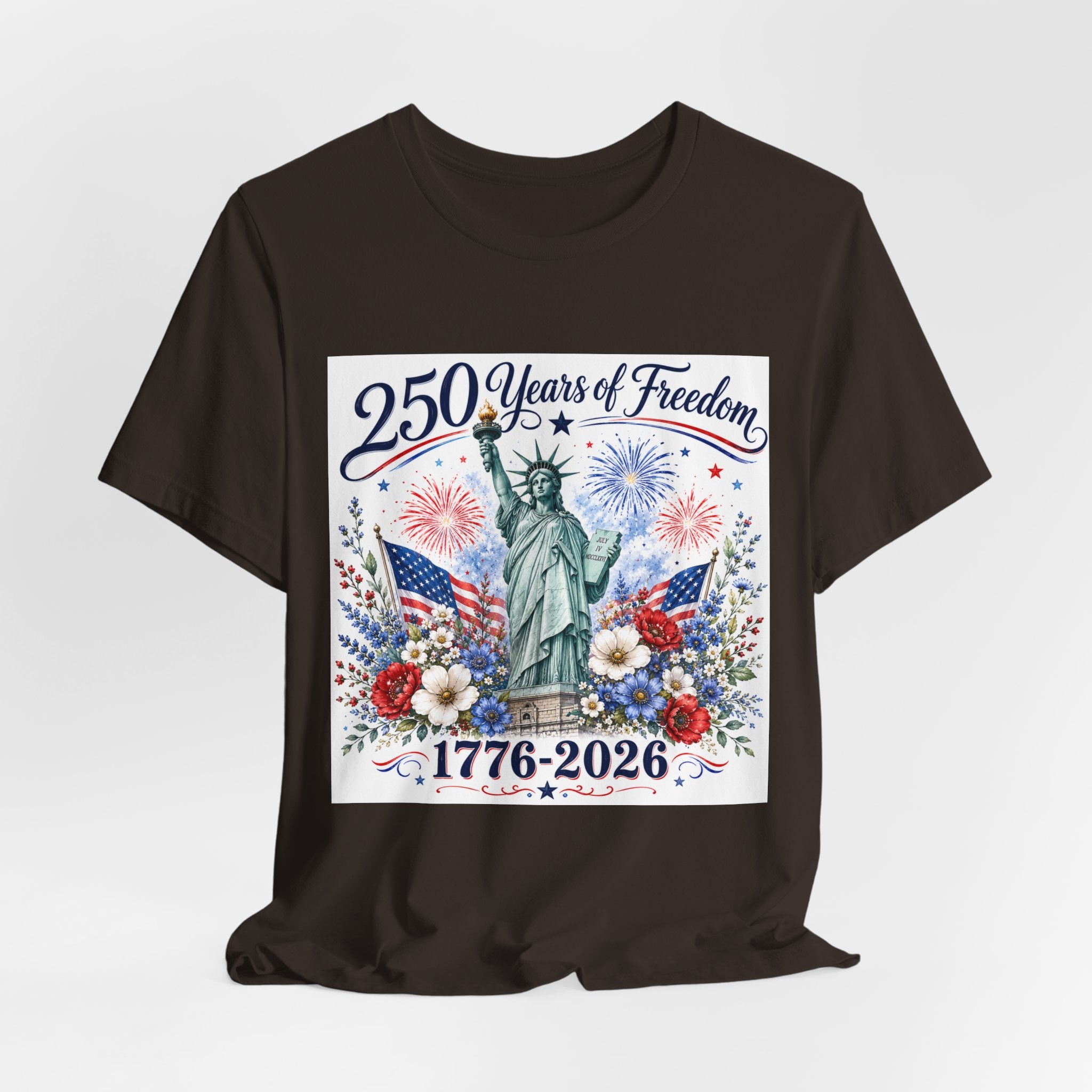 250 Years of Freedom – Lady Liberty Floral Patriotic T-Shirt