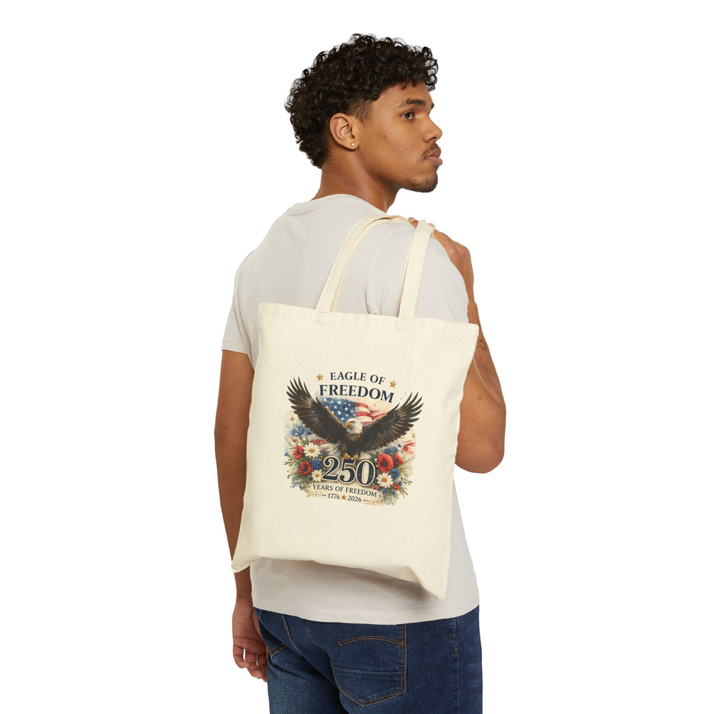 Eagle of Freedom Cotton Tote Bag — 250 Years of Freedom Patriotic Design