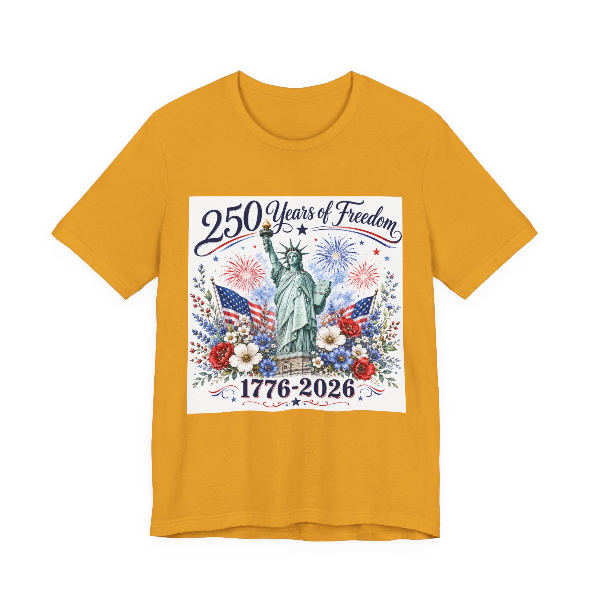 250 Years of Freedom – Lady Liberty Floral Patriotic T-Shirt