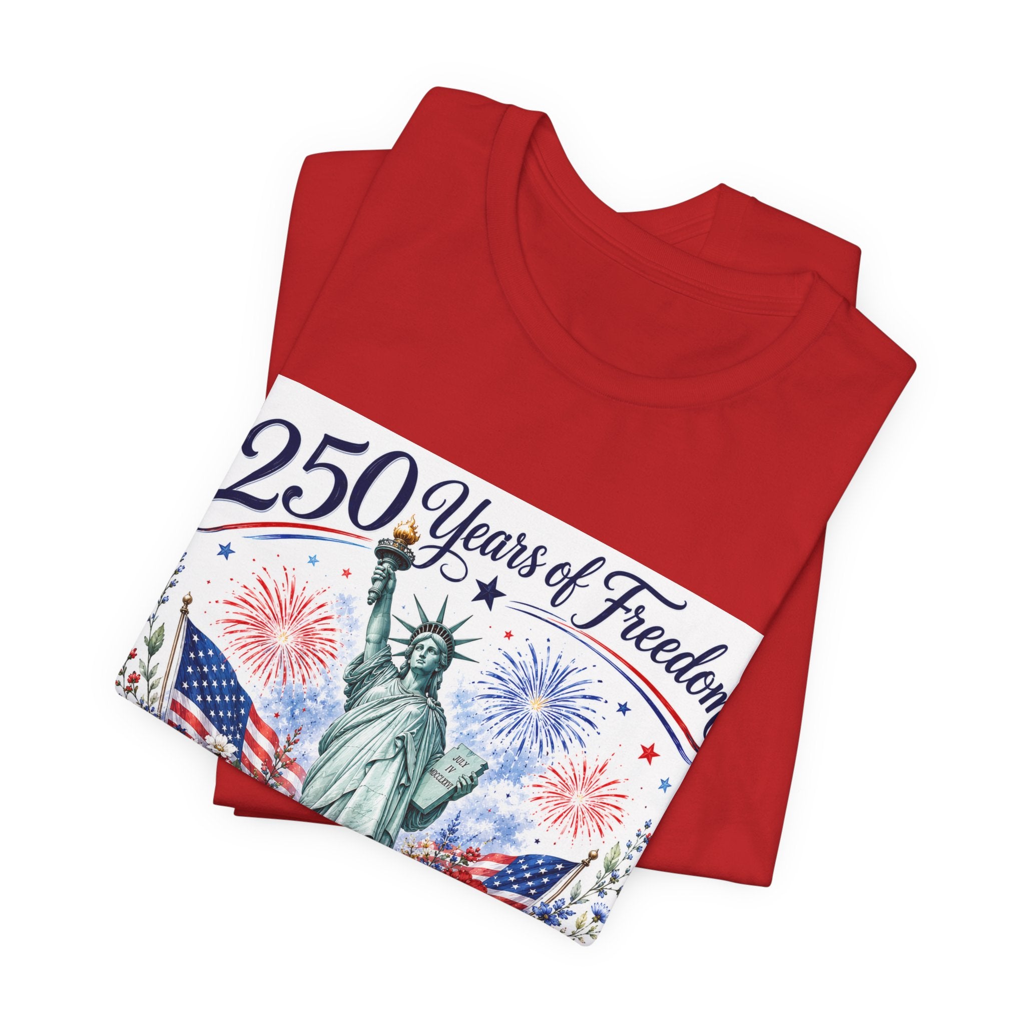 250 Years of Freedom – Lady Liberty Floral Patriotic T-Shirt