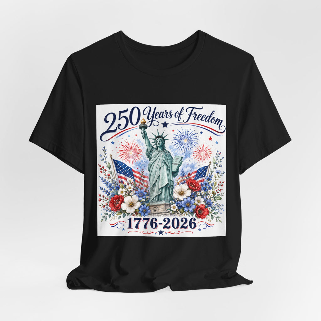 250 Years of Freedom – Lady Liberty Floral Patriotic T-Shirt