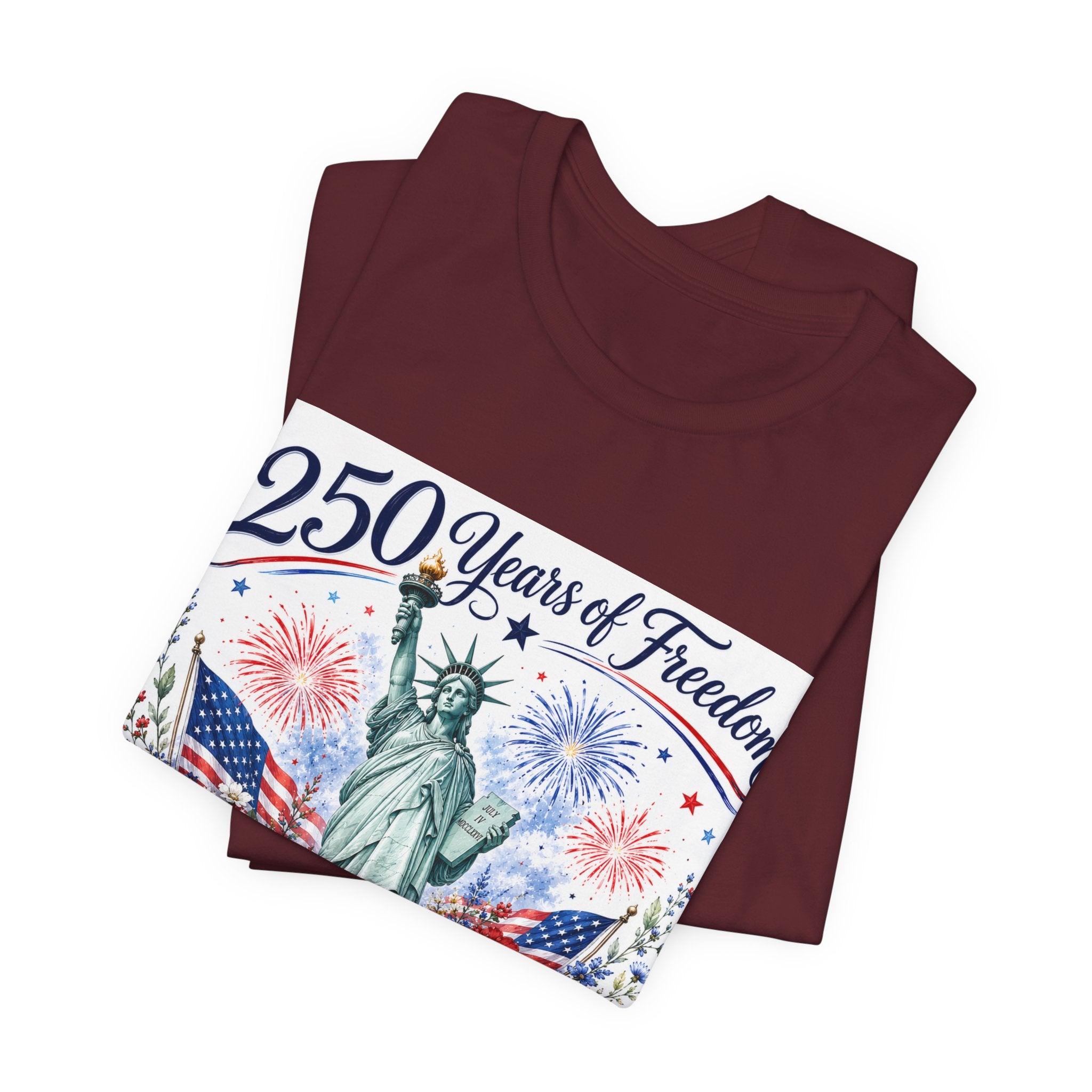 250 Years of Freedom – Lady Liberty Floral Patriotic T-Shirt