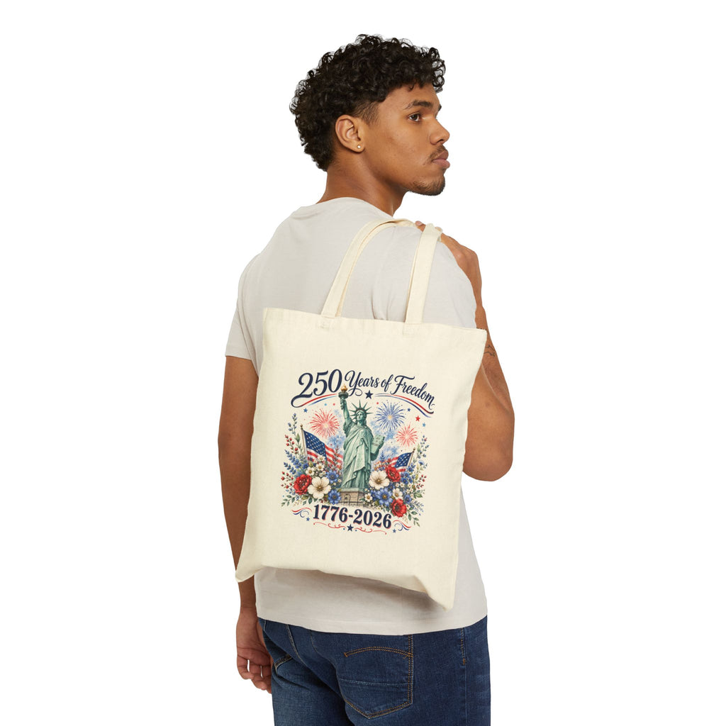 Tote Bag — 250 Years of Freedom 1776–2026 - Patriotic Statue of Liberty Canvas Tote