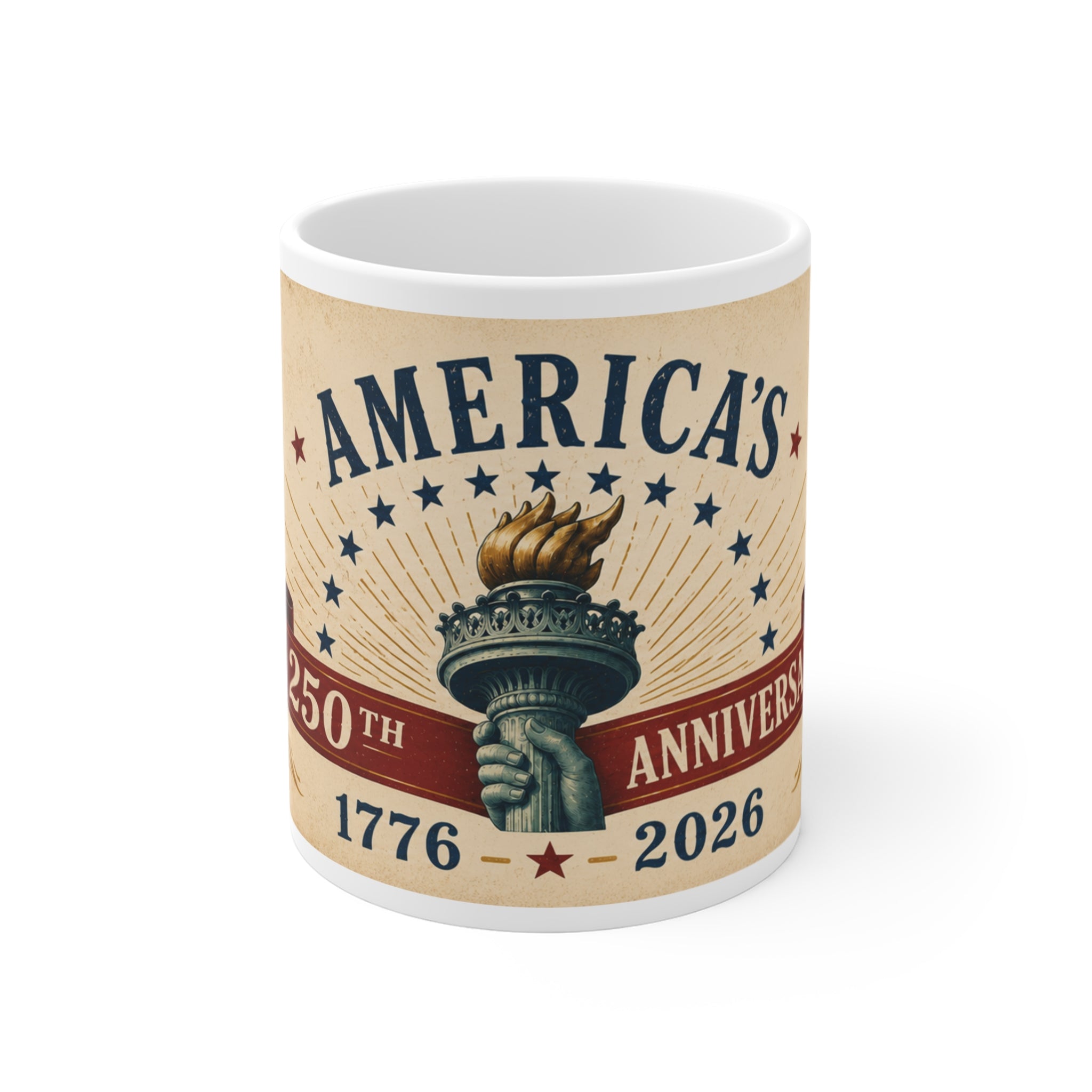 250th Anniversary America Mug — 1776–2026 Patriotic Liberty Torch Coffee Cup