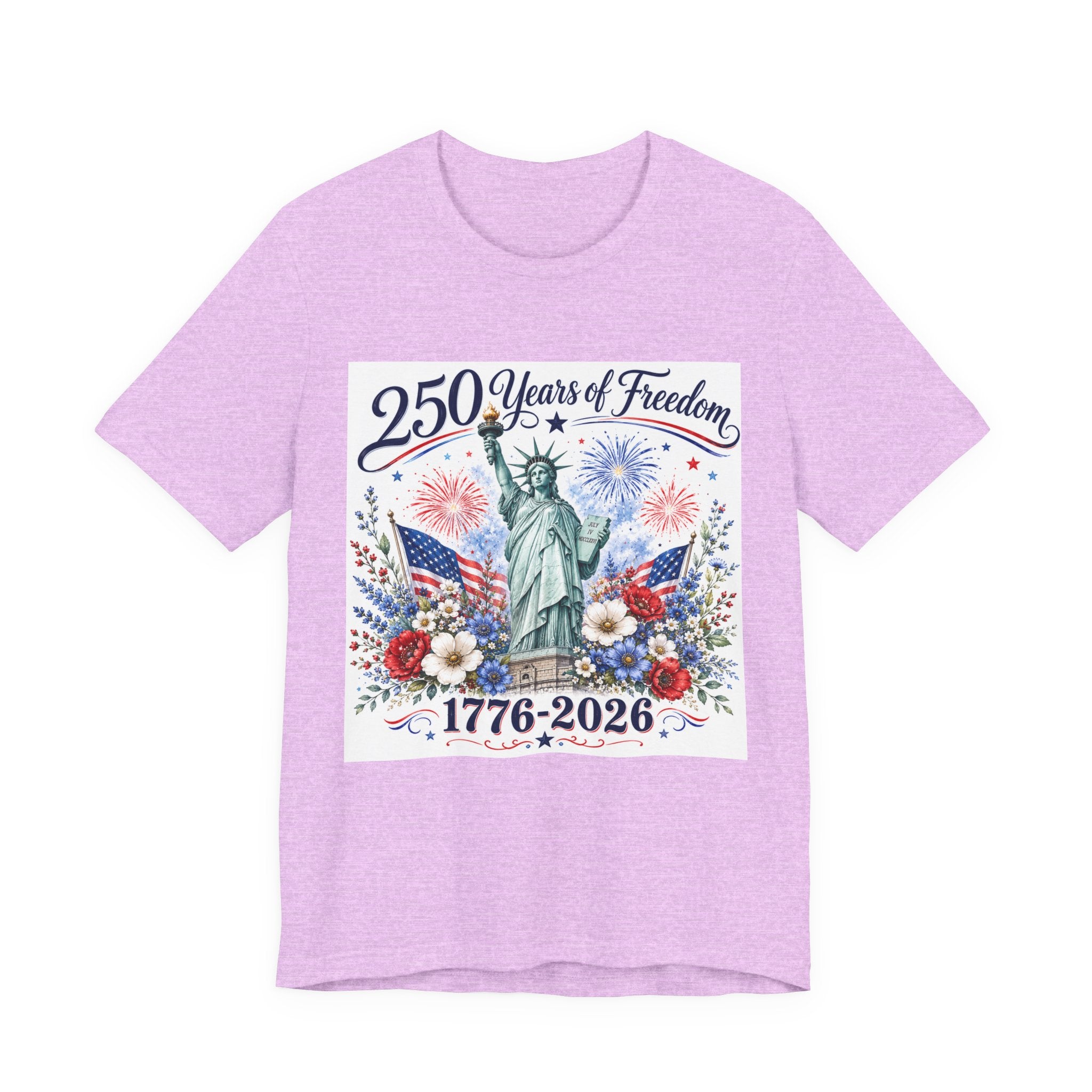 250 Years of Freedom – Lady Liberty Floral Patriotic T-Shirt