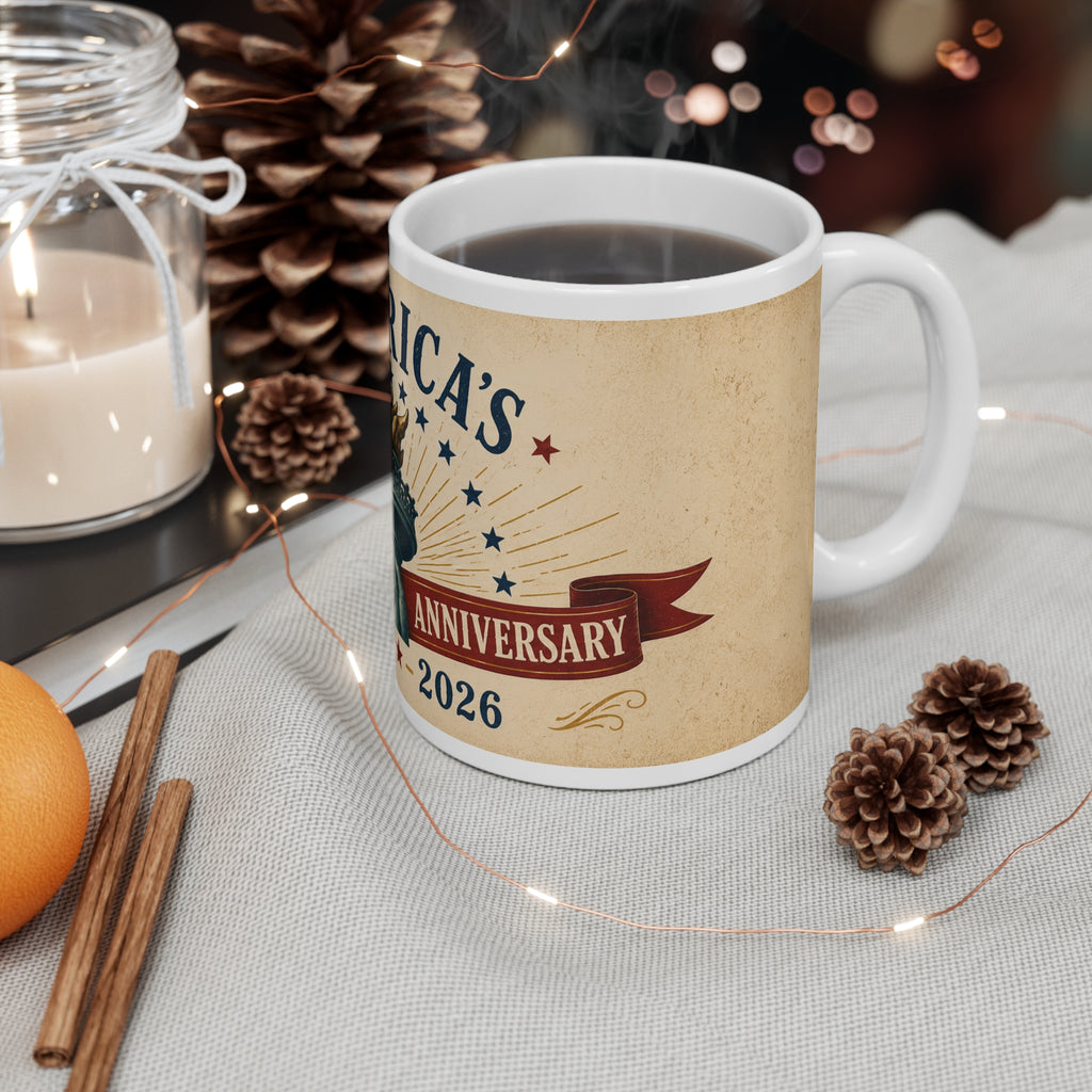 250th Anniversary America Mug — 1776–2026 Patriotic Liberty Torch Coffee Cup