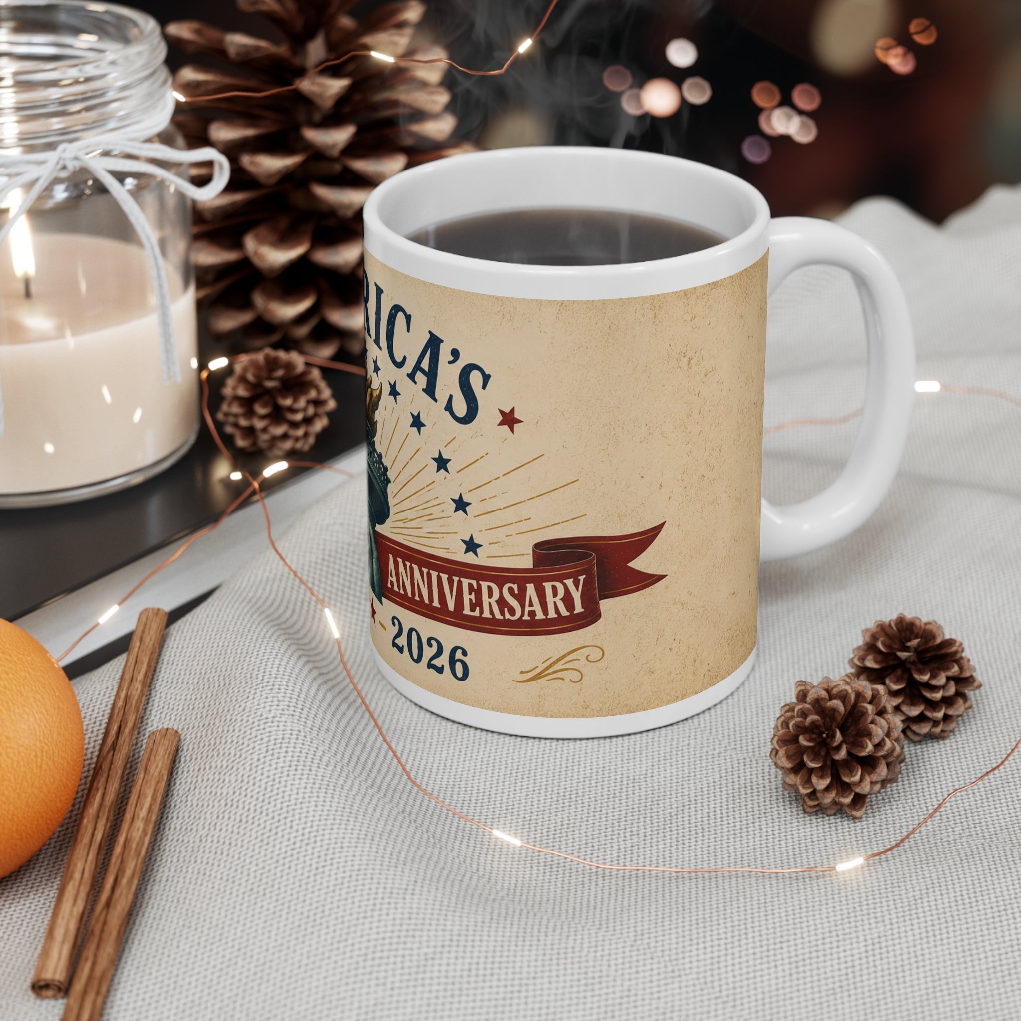 250th Anniversary America Mug — 1776–2026 Patriotic Liberty Torch Coffee Cup