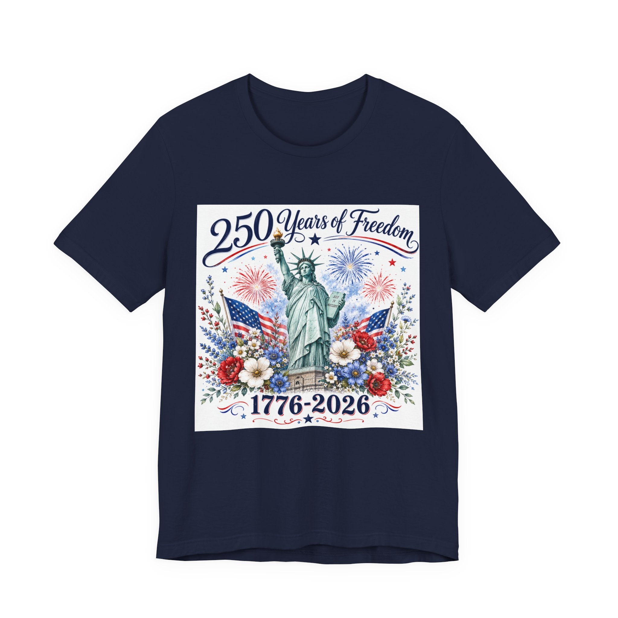 250 Years of Freedom – Lady Liberty Floral Patriotic T-Shirt
