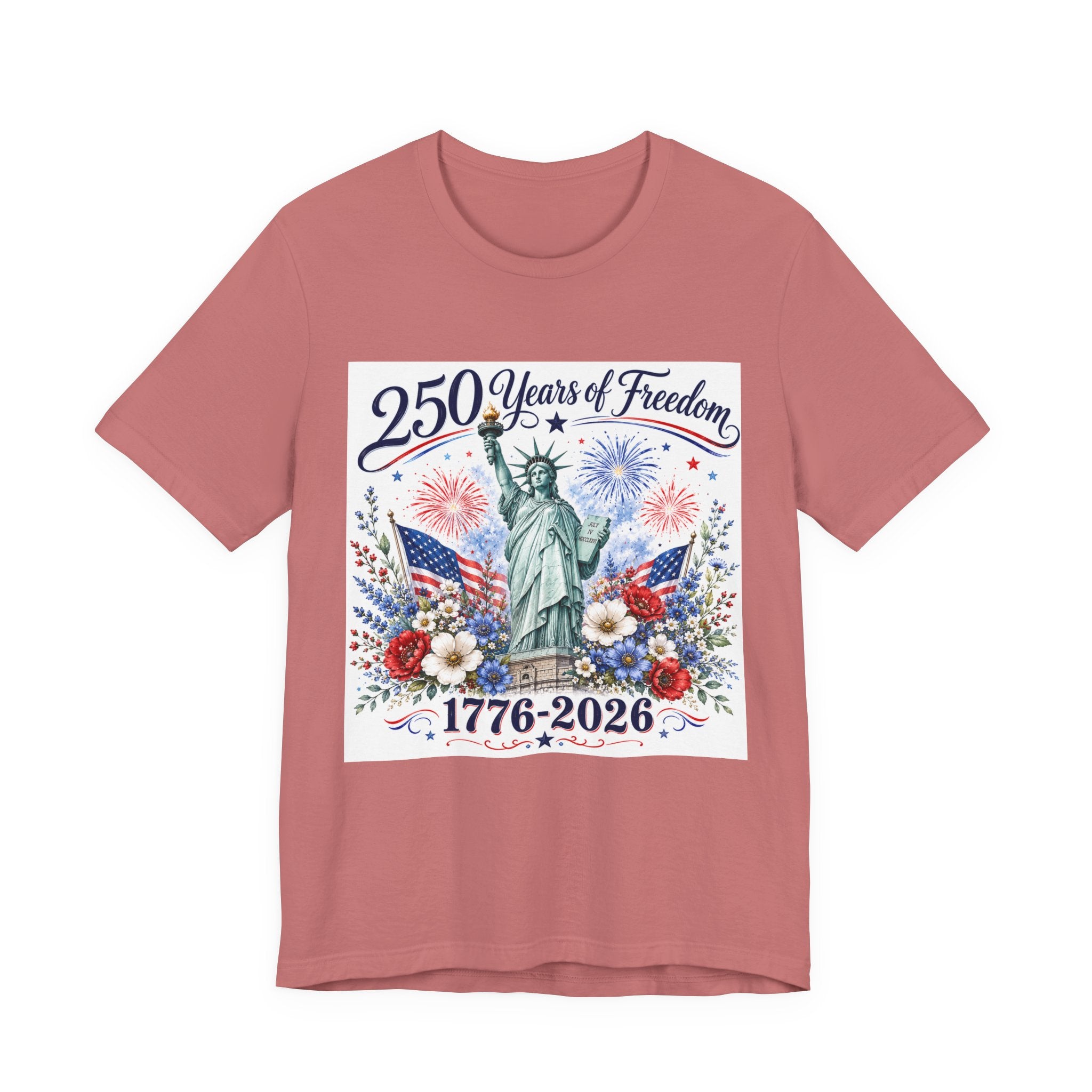 250 Years of Freedom – Lady Liberty Floral Patriotic T-Shirt