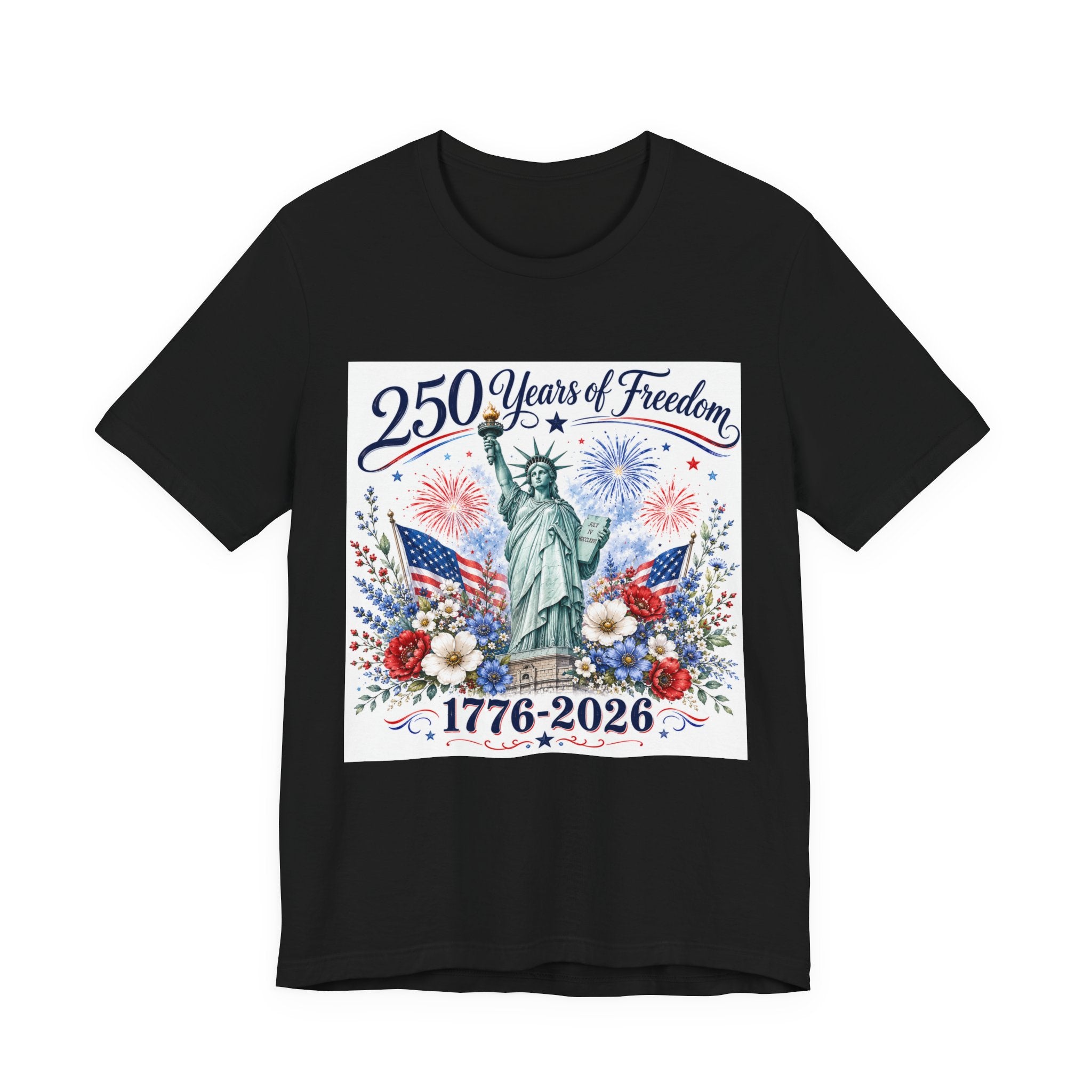 250 Years of Freedom – Lady Liberty Floral Patriotic T-Shirt