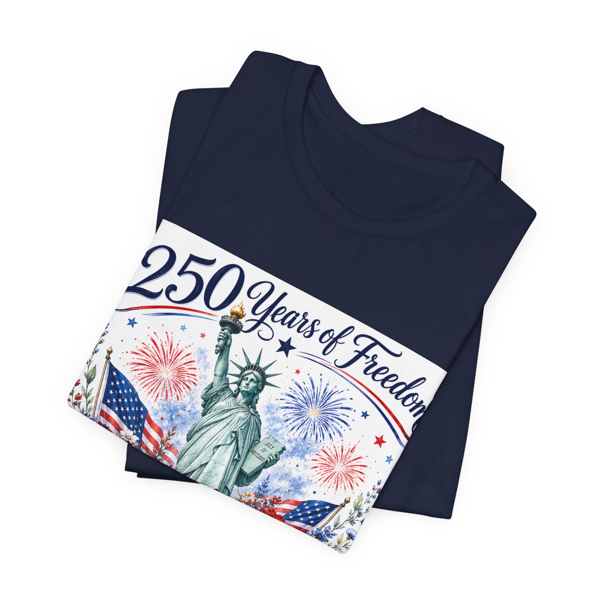 250 Years of Freedom – Lady Liberty Floral Patriotic T-Shirt