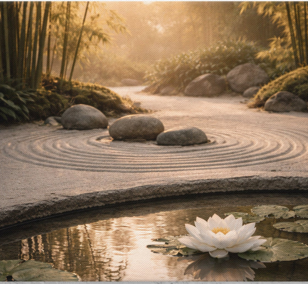 Zen Garden Wall Art / Mindfulness Meditation Poster / Wellness Home Decor / Lotus Flower Art