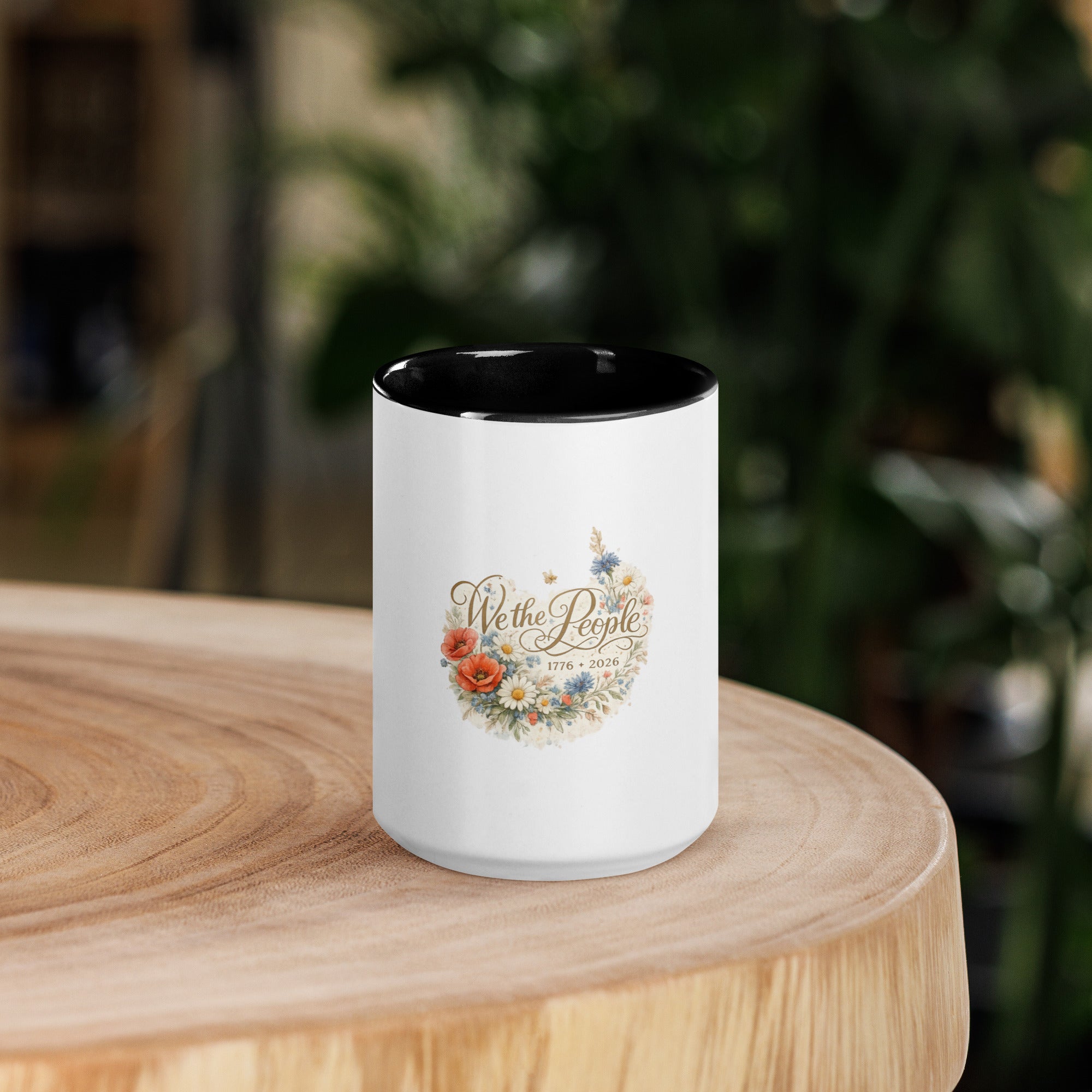 We the People White ceramic with black interior | Va's Creative Haven